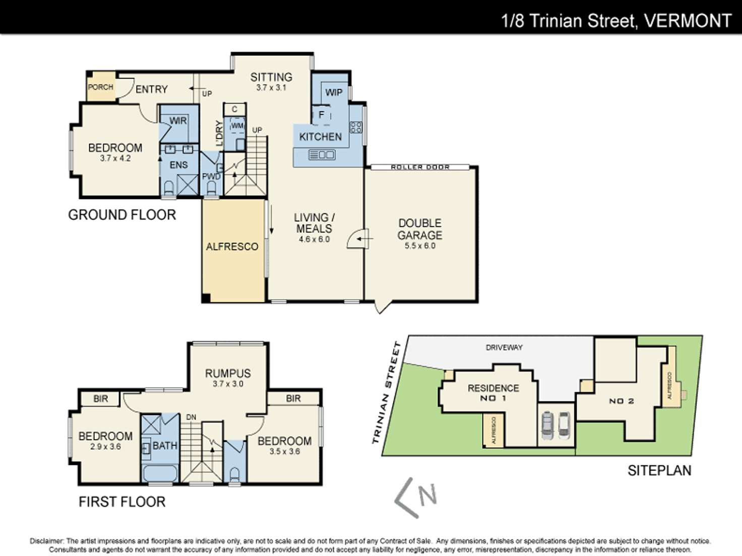 Floorplan of Homely townhouse listing, 1/8 Trinian Street, Vermont VIC 3133