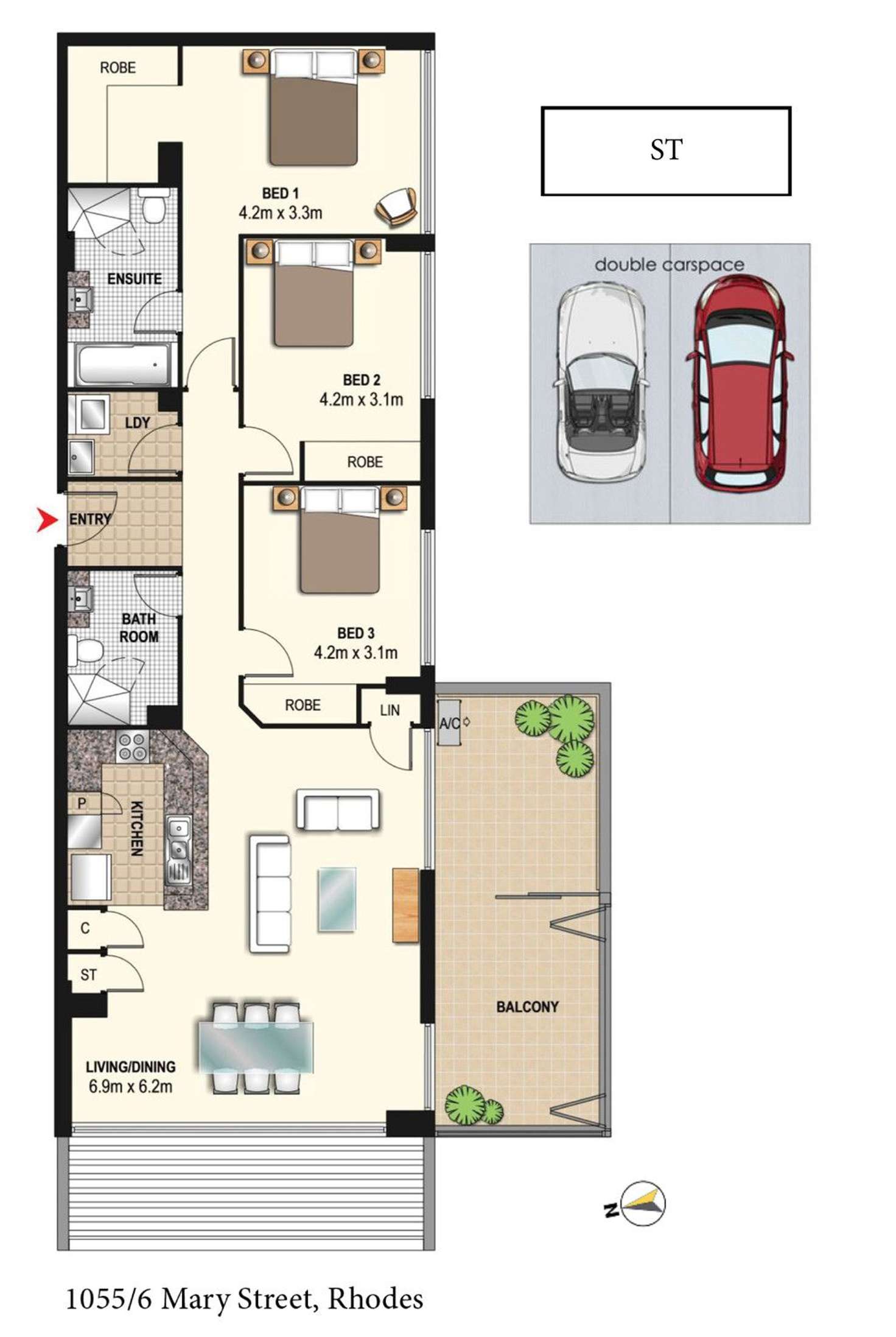 Floorplan of Homely apartment listing, 1055/6 Mary Street, Rhodes NSW 2138