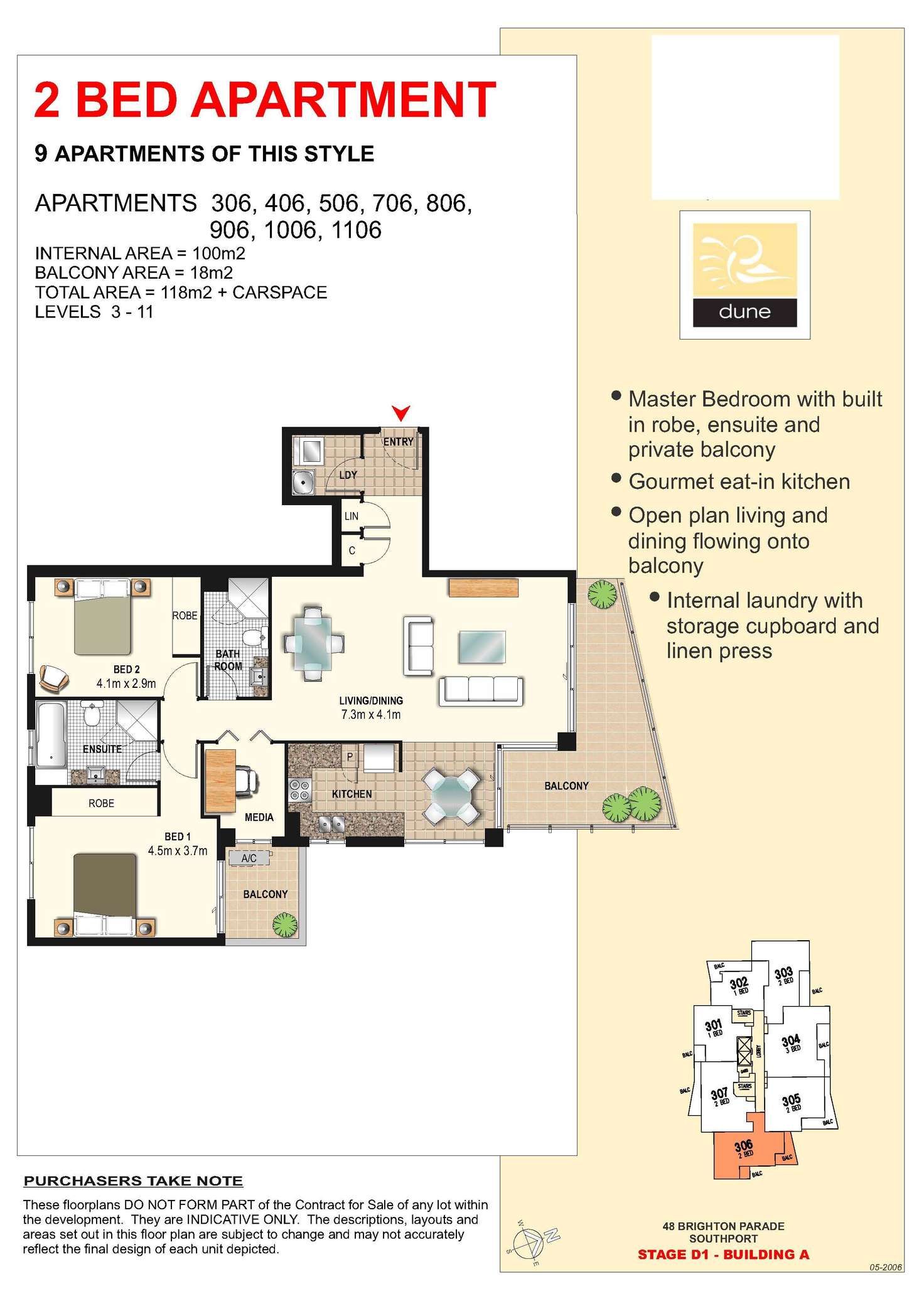 Floorplan of Homely apartment listing, 1106/1 Aqua Street, Southport QLD 4215