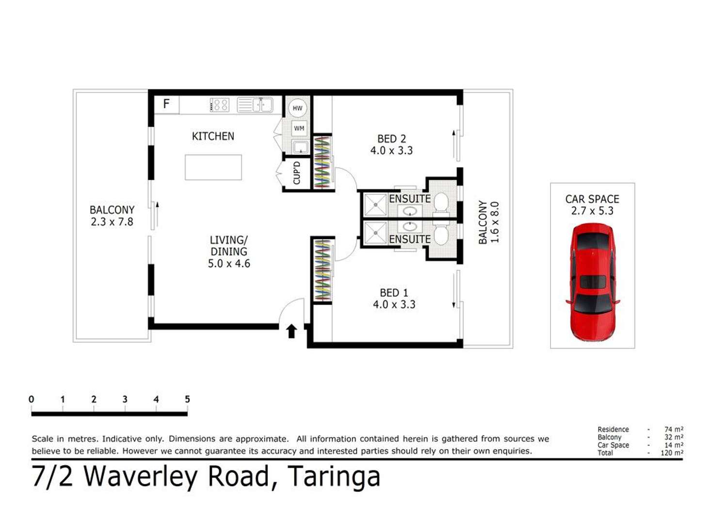 Floorplan of Homely unit listing, 7/2 Waverley Road, Taringa QLD 4068