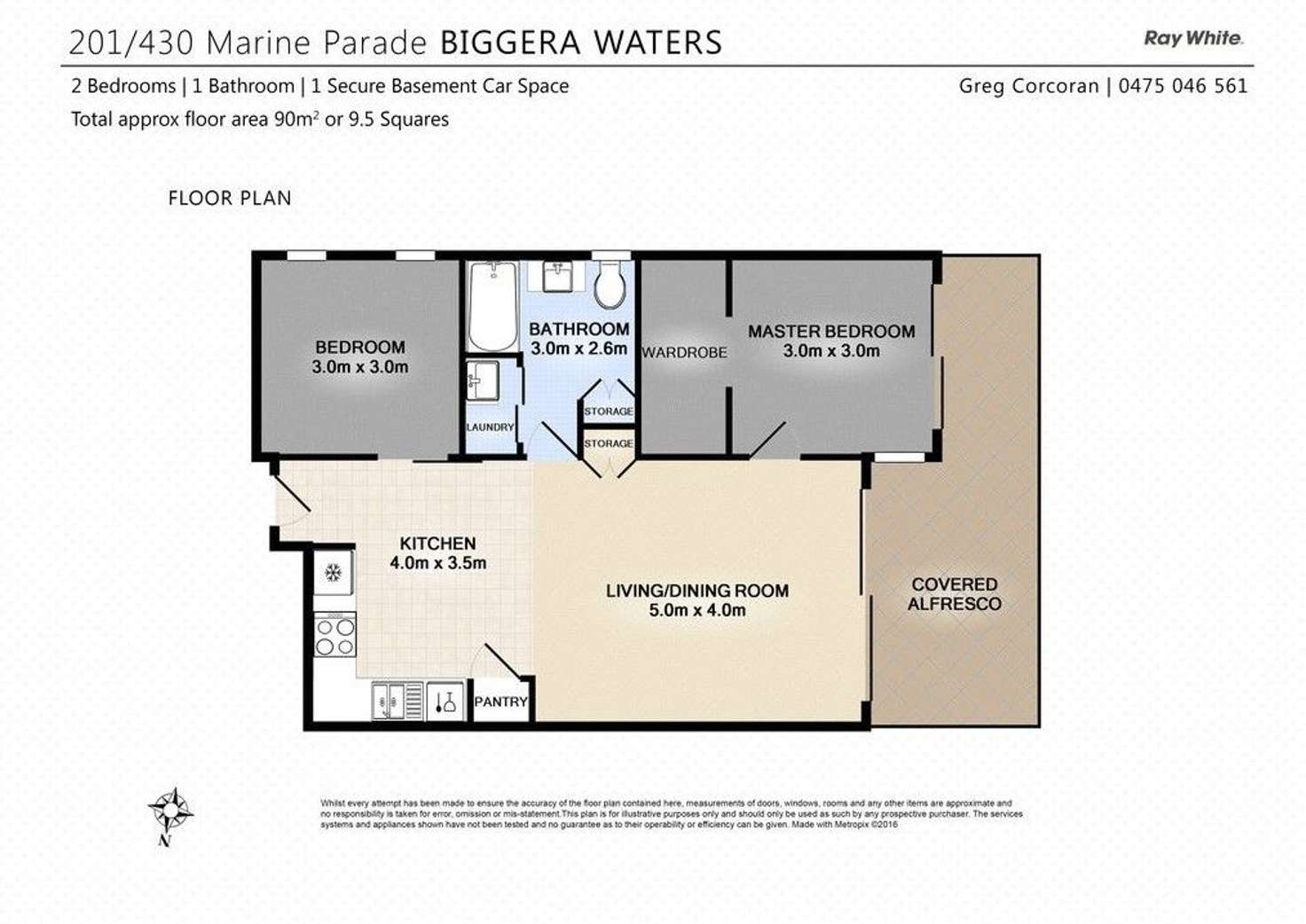 Floorplan of Homely unit listing, 201/430 Marine Parade, Biggera Waters QLD 4216