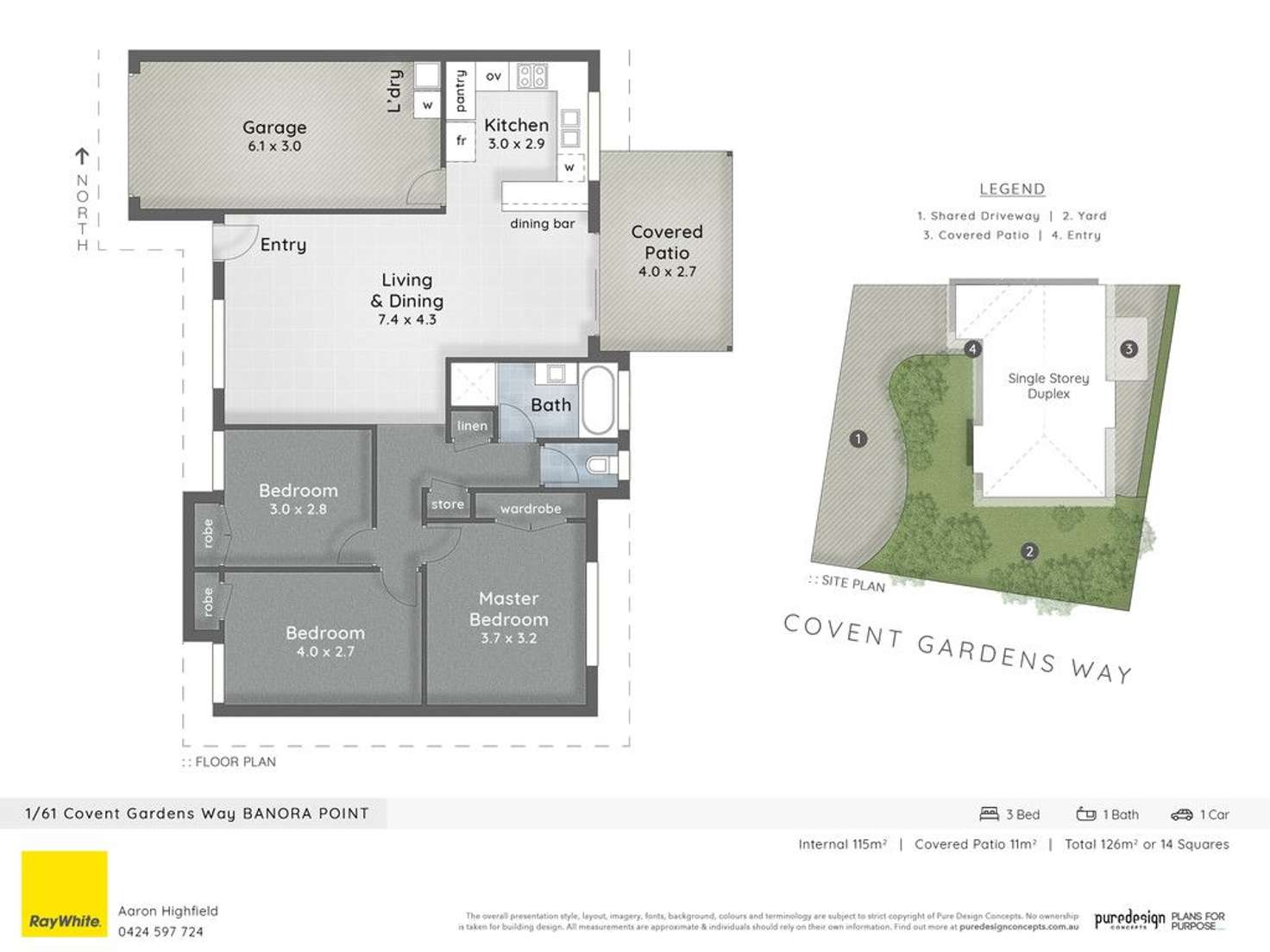Floorplan of Homely semiDetached listing, 1/61 Covent Gardens Way, Banora Point NSW 2486