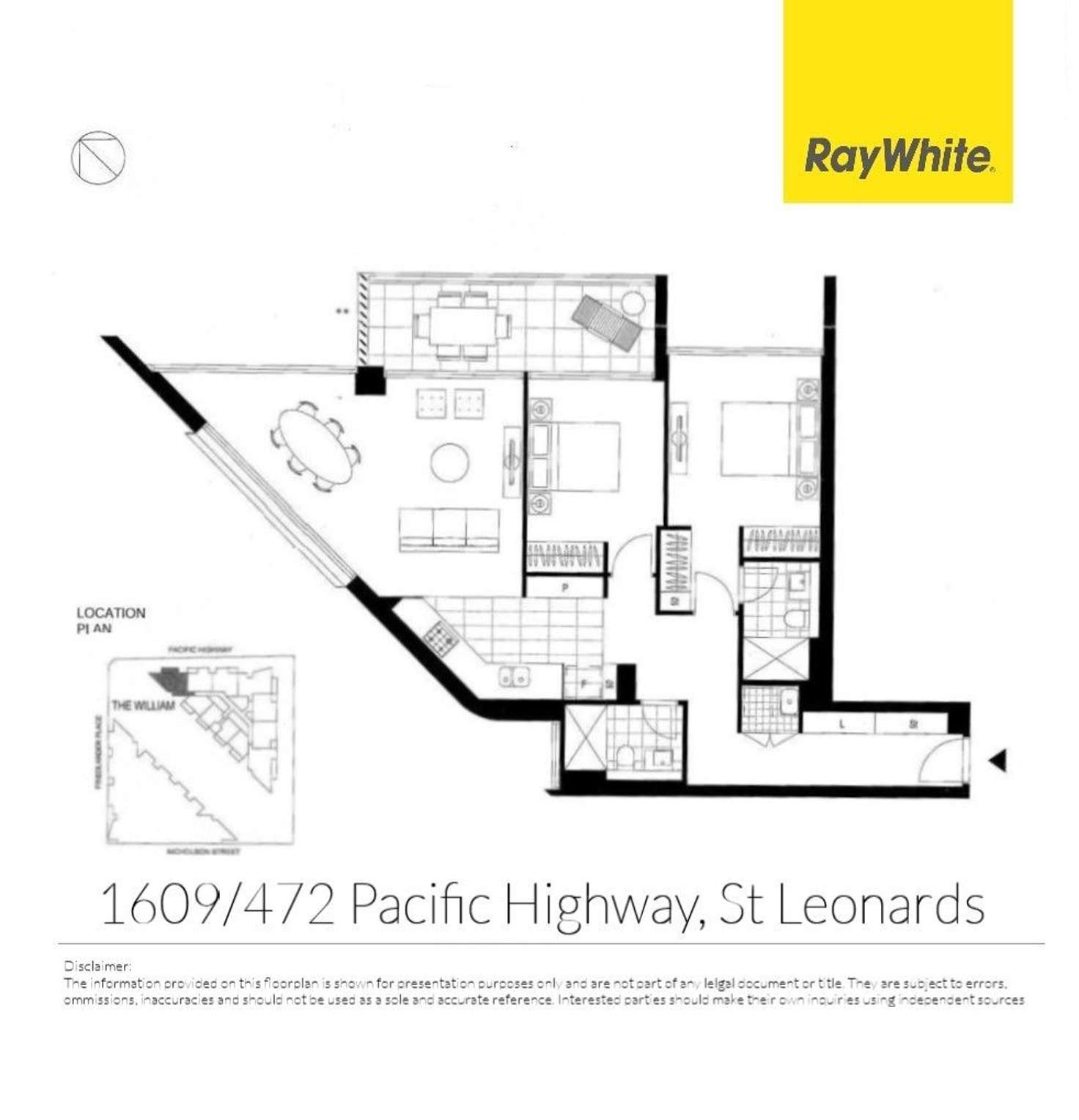 Floorplan of Homely unit listing, 1609/472 Pacific Highway, St Leonards NSW 2065