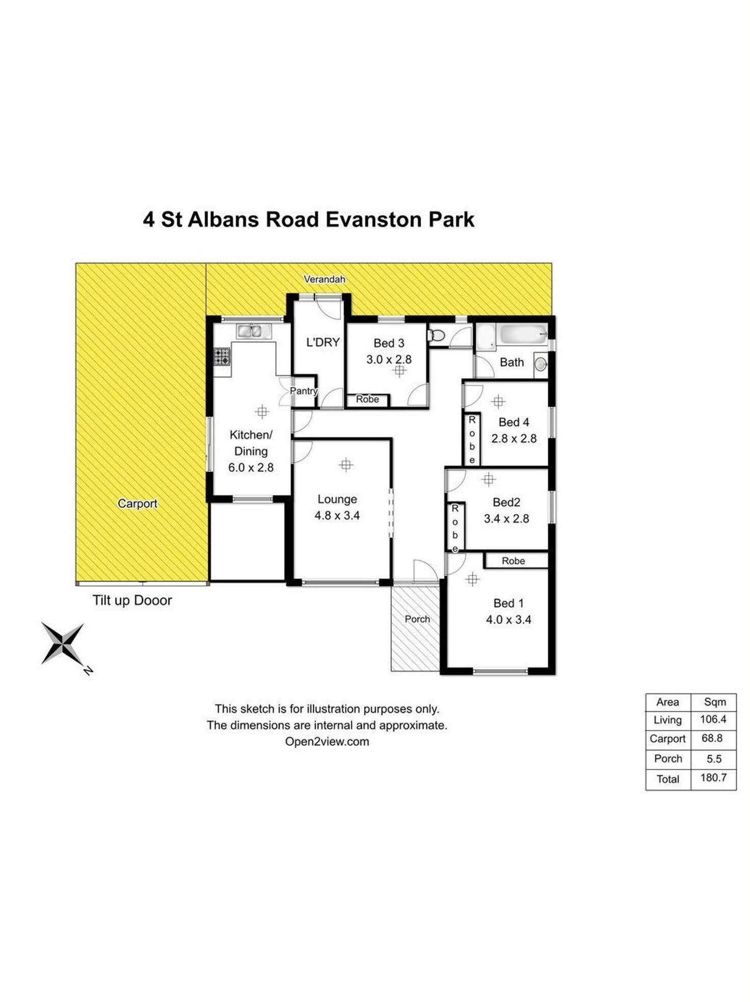 Floorplan of Homely house listing, 4 St Albans Road, Evanston Park SA 5116