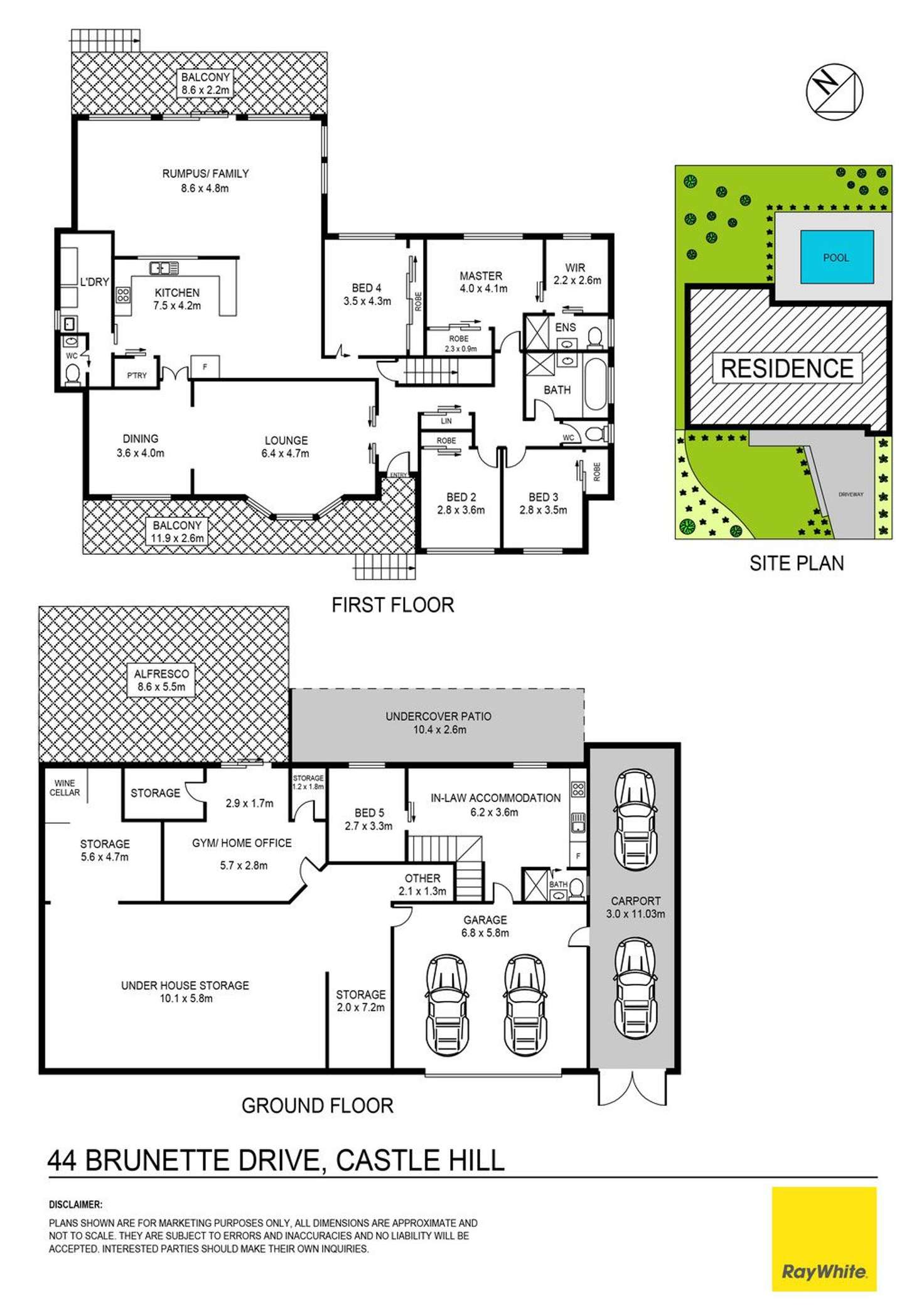 Floorplan of Homely house listing, 44 Brunette Drive, Castle Hill NSW 2154