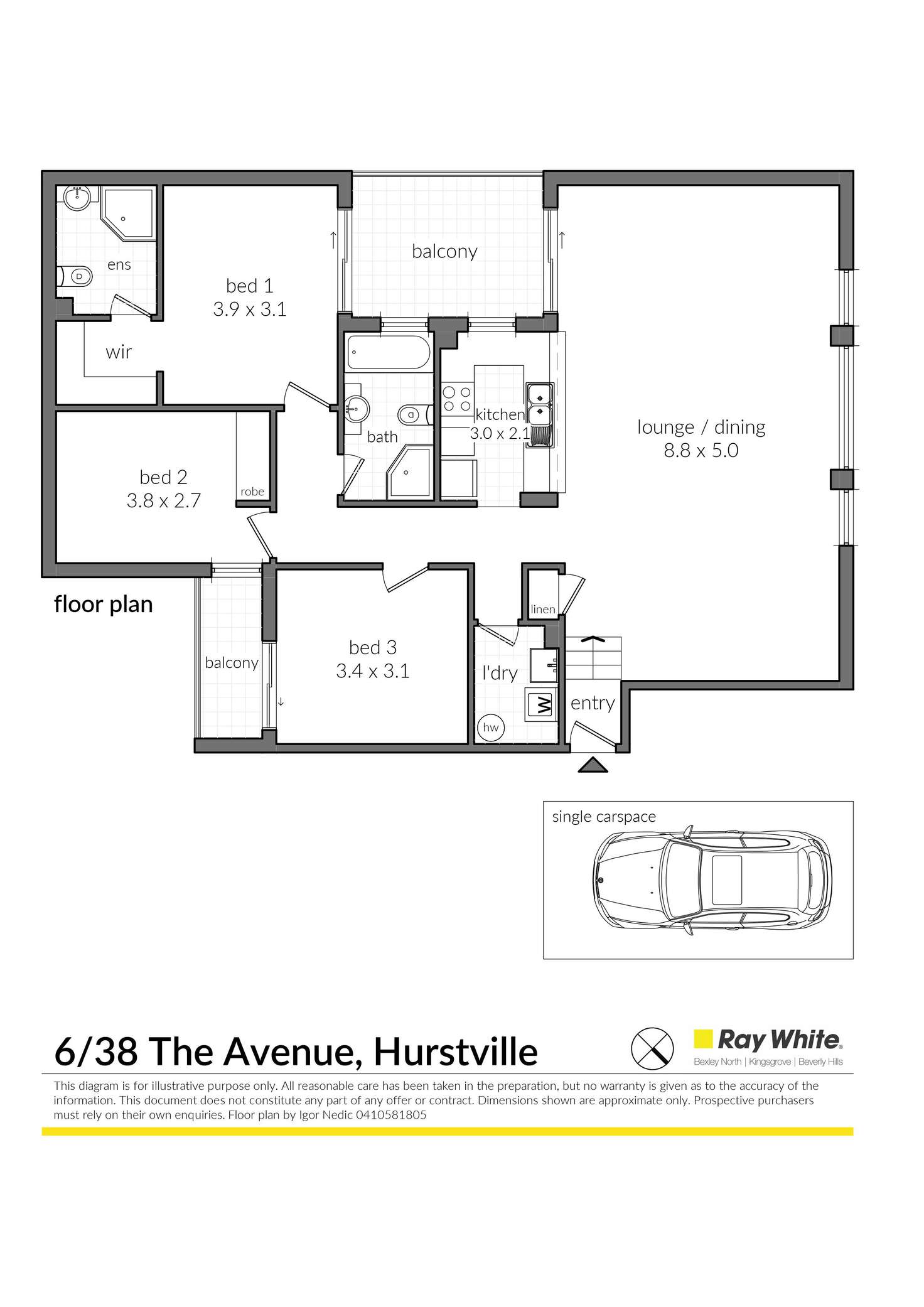 Floorplan of Homely unit listing, 6/38 The Avenue, Hurstville NSW 2220