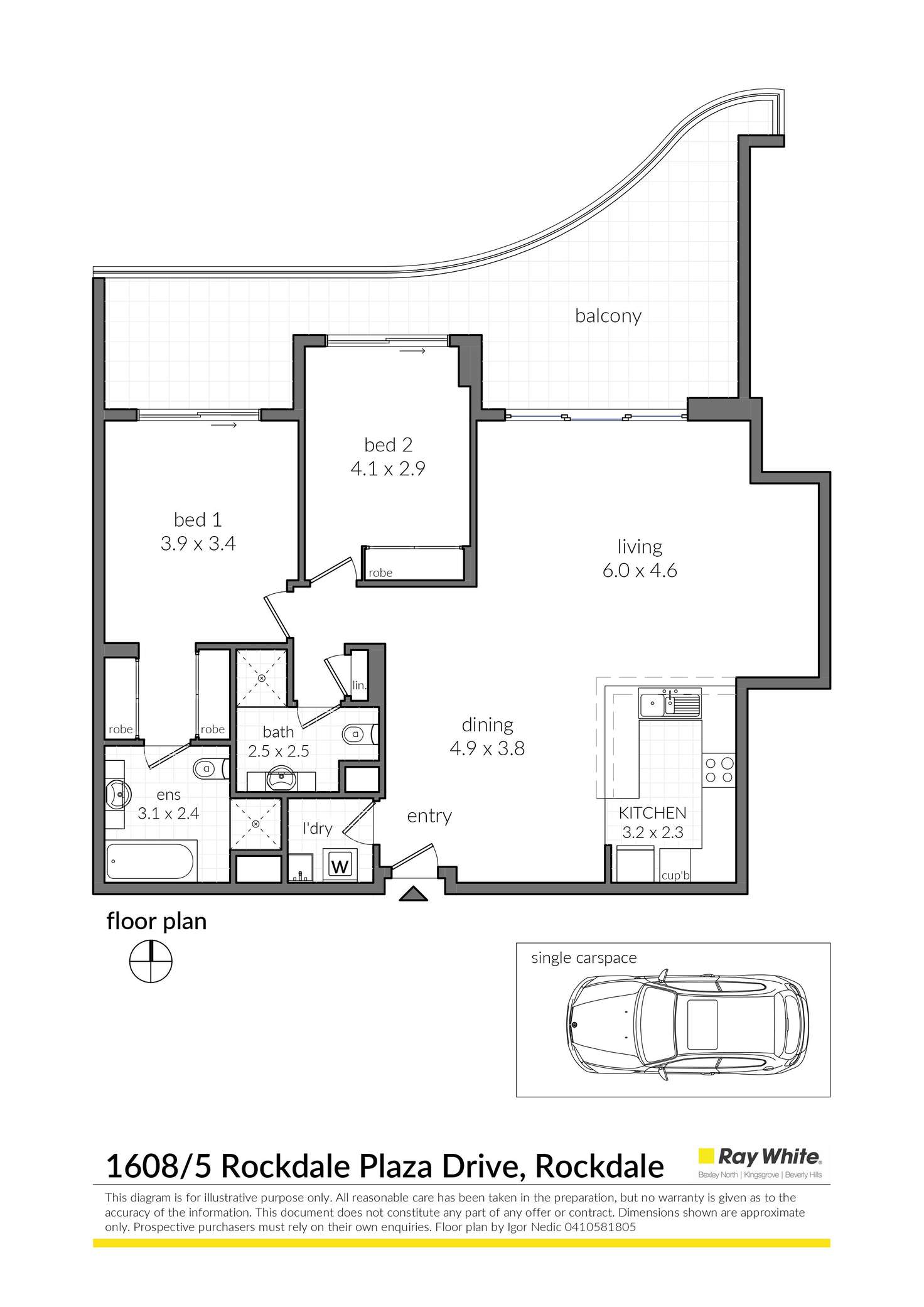 Floorplan of Homely unit listing, 1608/5 Rockdale Plaza Drive, Rockdale NSW 2216