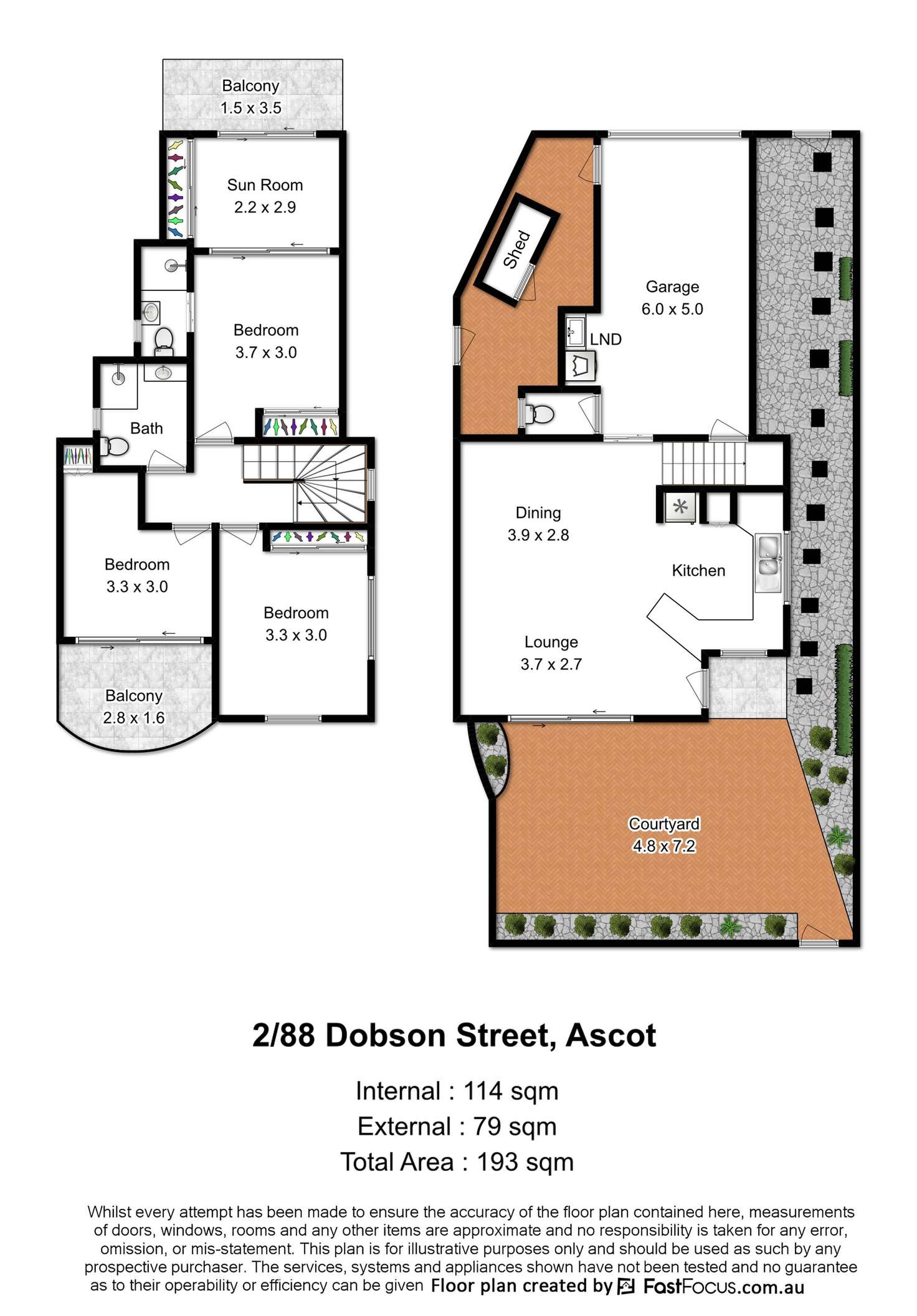 Floorplan of Homely townhouse listing, 2/88 Dobson Street, Ascot QLD 4007