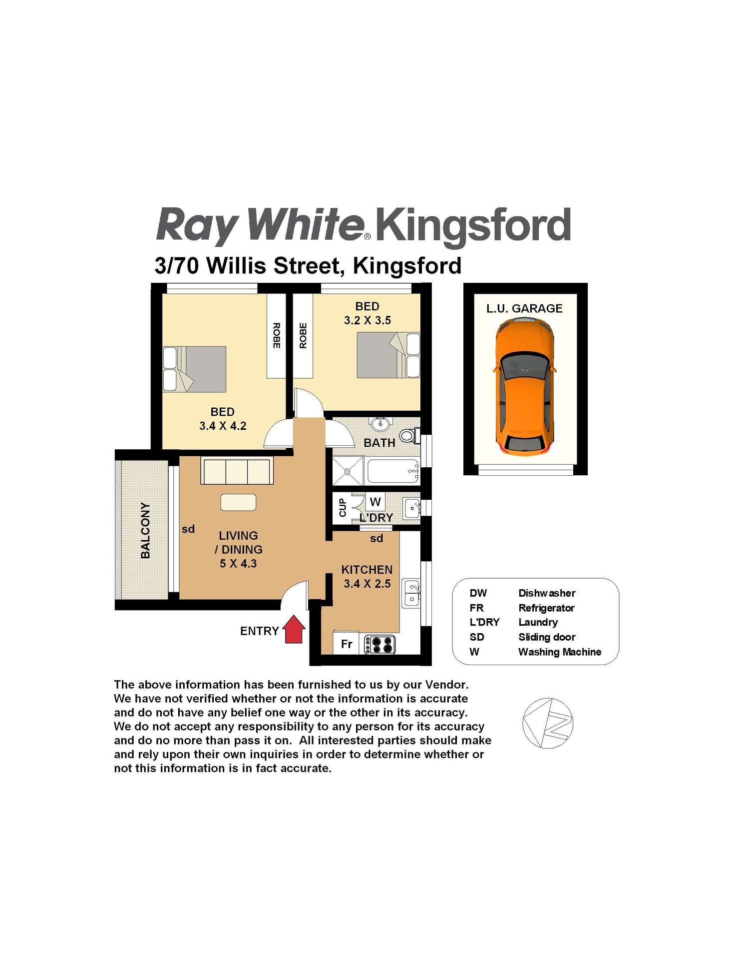 Floorplan of Homely unit listing, 3/70 Willis Street, Kingsford NSW 2032