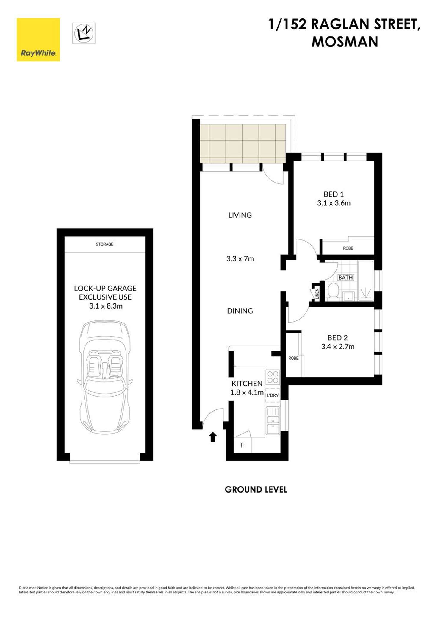 Floorplan of Homely apartment listing, 1/152 Raglan Street, Mosman NSW 2088