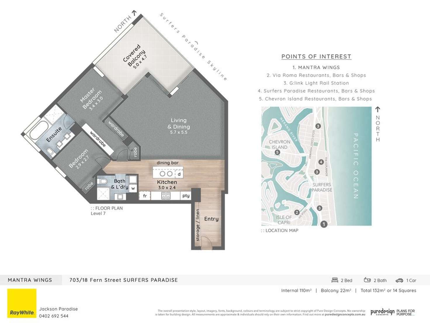 Floorplan of Homely apartment listing, 703/18 Fern Street, Surfers Paradise QLD 4217
