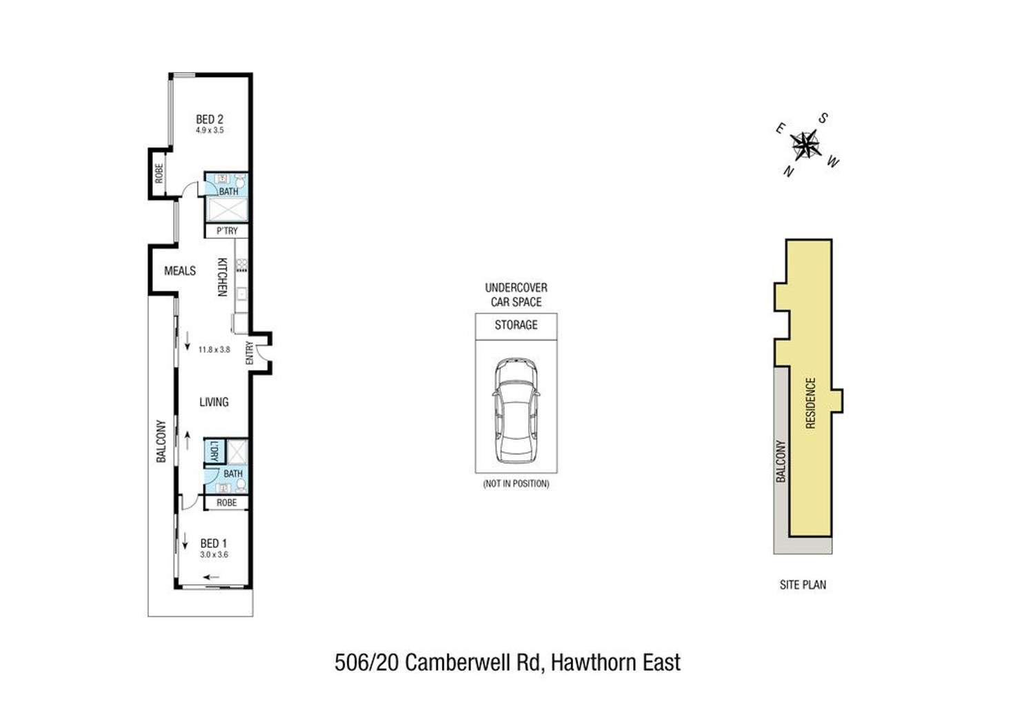 Floorplan of Homely apartment listing, 506/20 Camberwell Road, Hawthorn East VIC 3123