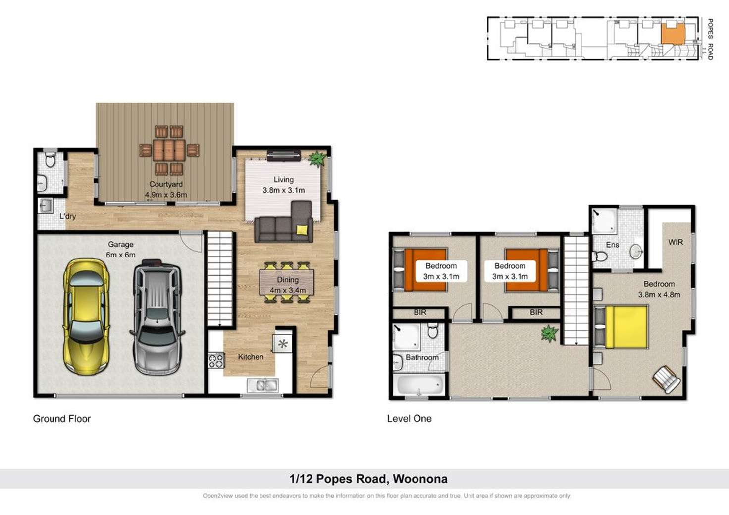 Floorplan of Homely townhouse listing, 1/12 Popes Road, Woonona NSW 2517