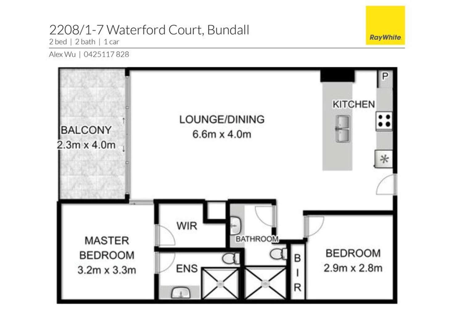 Floorplan of Homely apartment listing, 2208/7 Waterford Court, Bundall QLD 4217
