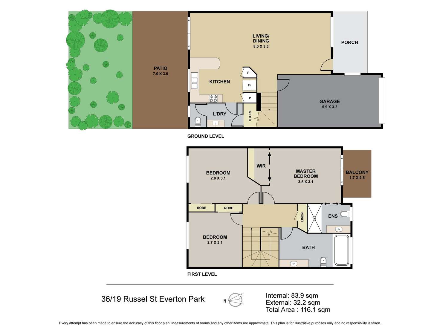 Floorplan of Homely townhouse listing, 36/19 Russell Street, Everton Park QLD 4053