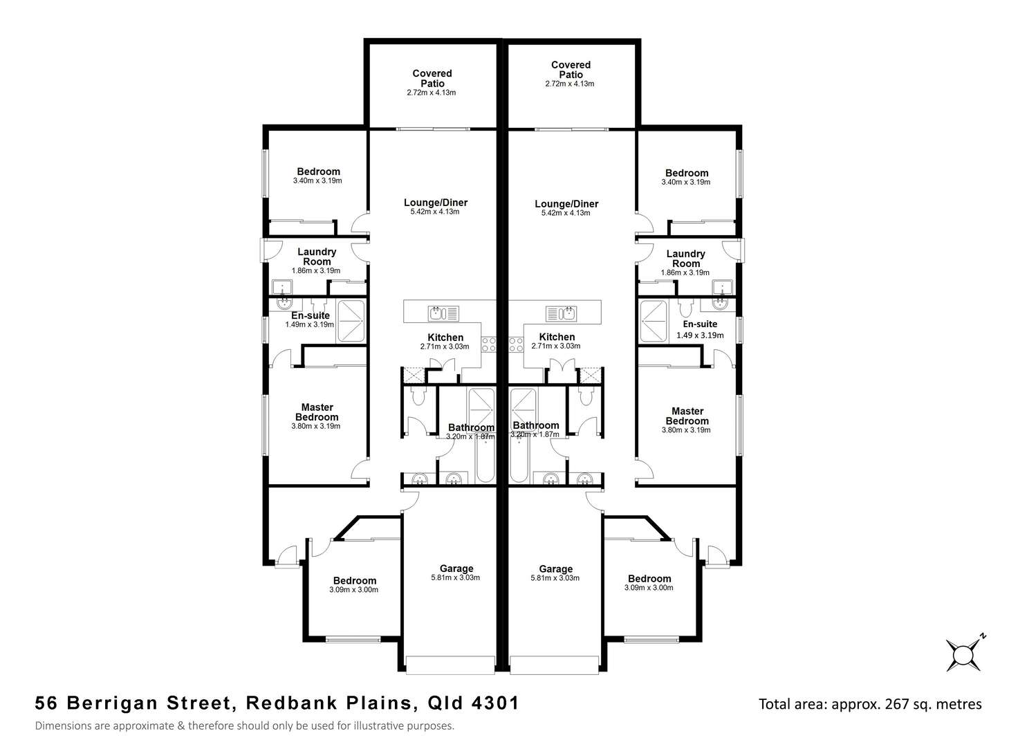 Floorplan of Homely semiDetached listing, 1/56 Berrigan Street, Redbank Plains QLD 4301