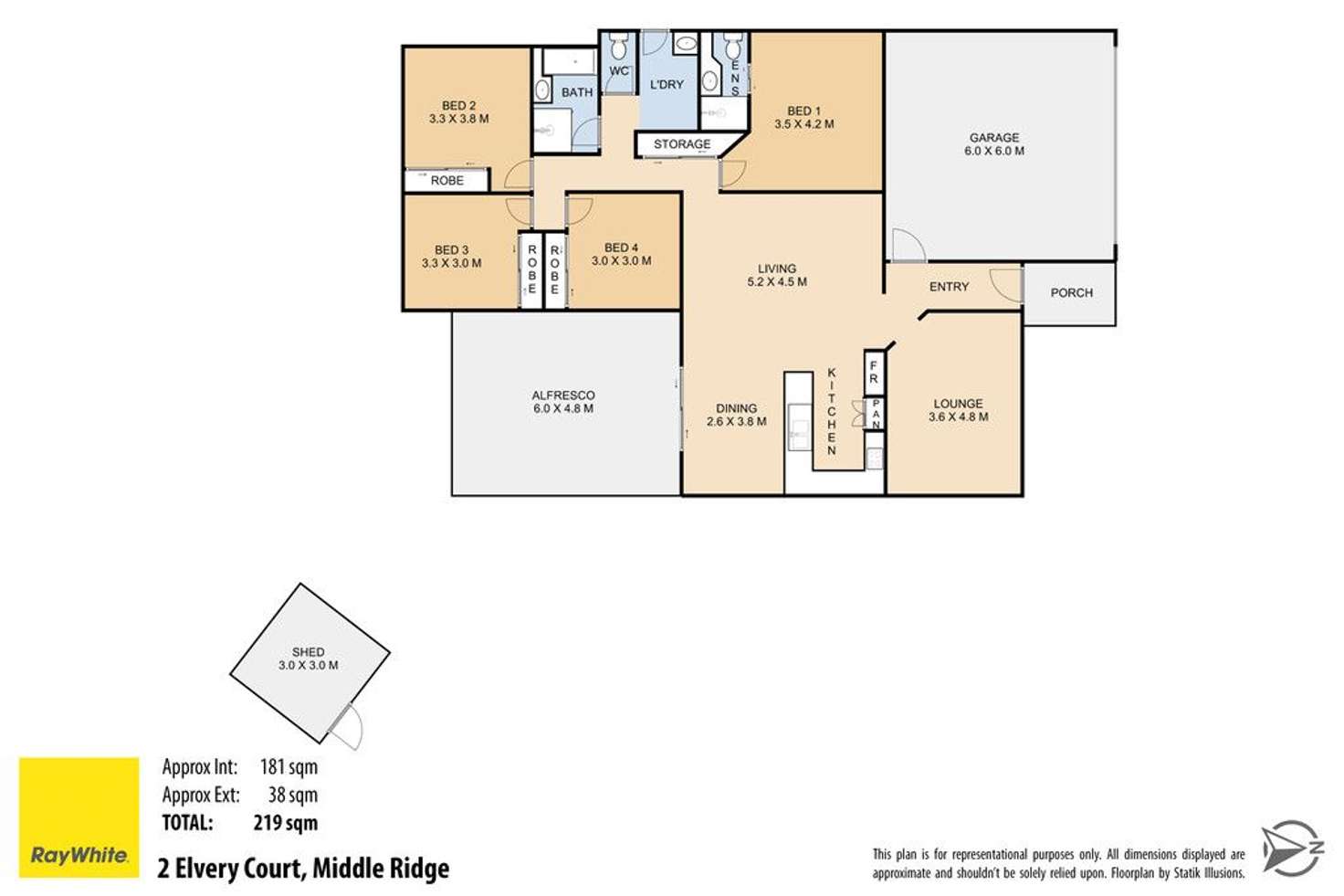 Floorplan of Homely house listing, 2 Elvery Court, Middle Ridge QLD 4350