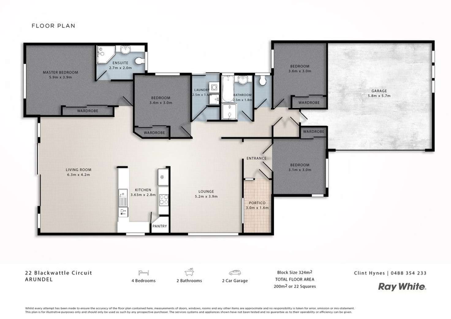 Floorplan of Homely house listing, 22 Blackwattle Circuit, Arundel QLD 4214
