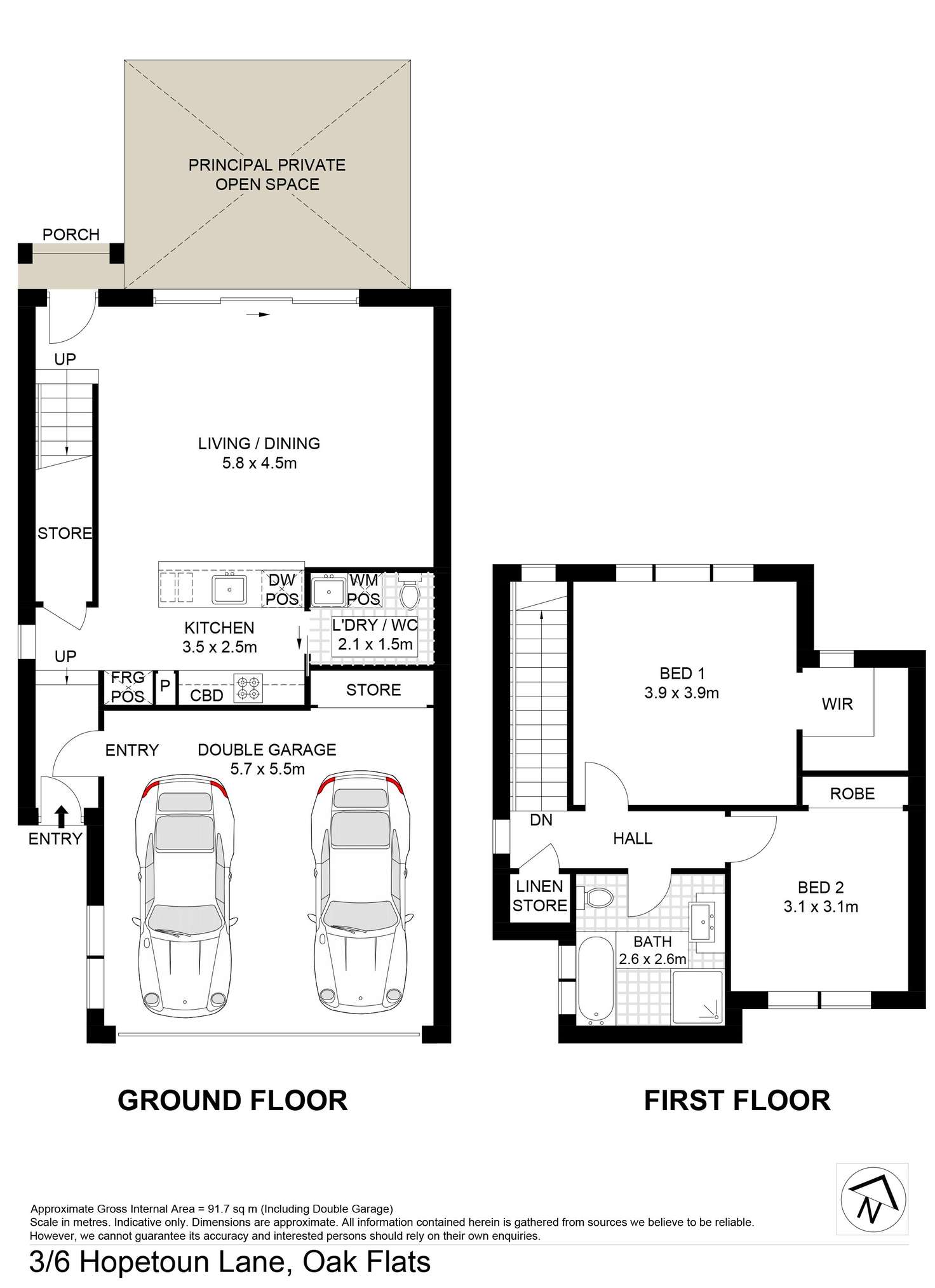 Floorplan of Homely townhouse listing, 3/6 Hopetoun Lane, Oak Flats NSW 2529