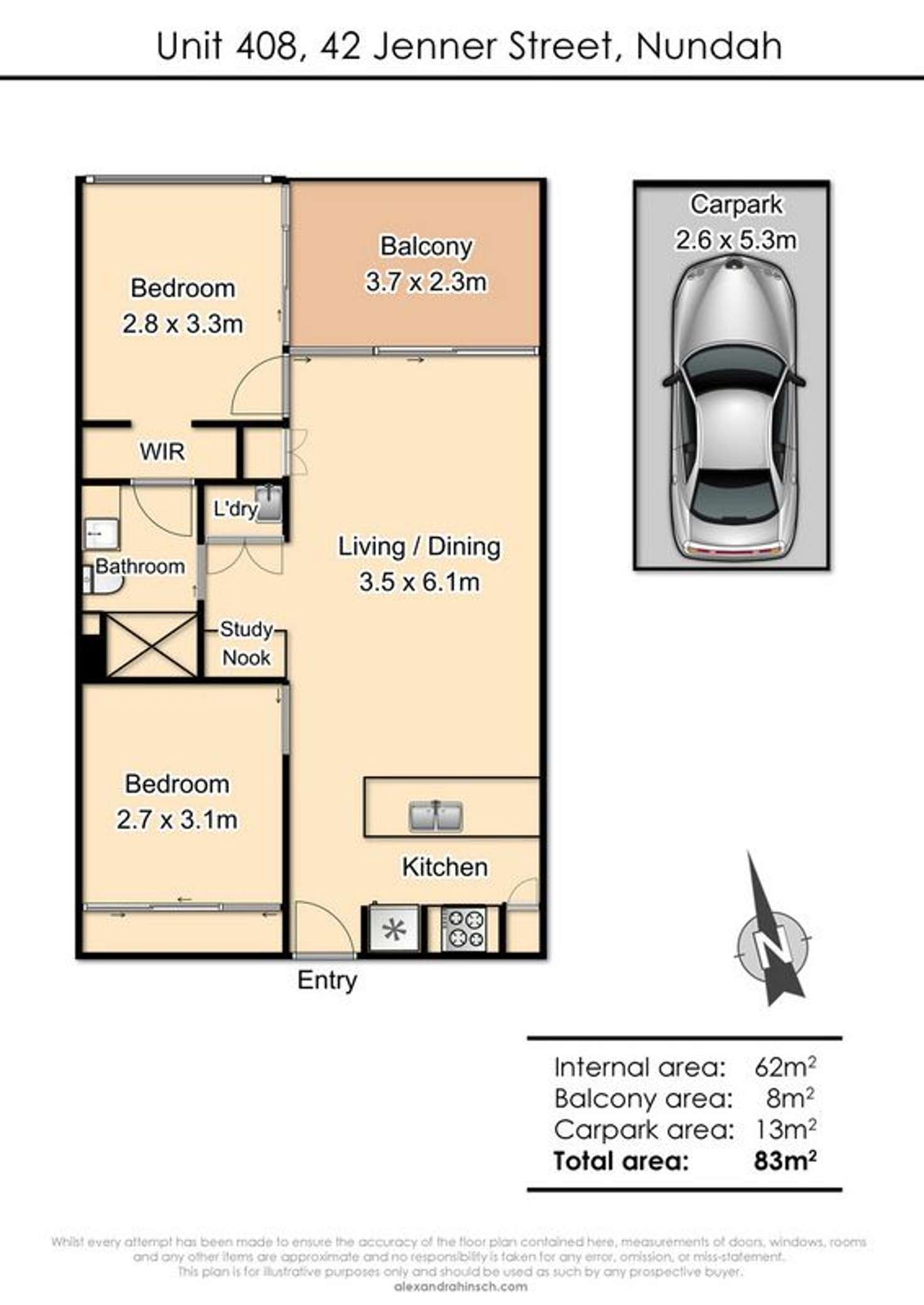 Floorplan of Homely unit listing, 408/42 Jenner Street, Nundah QLD 4012