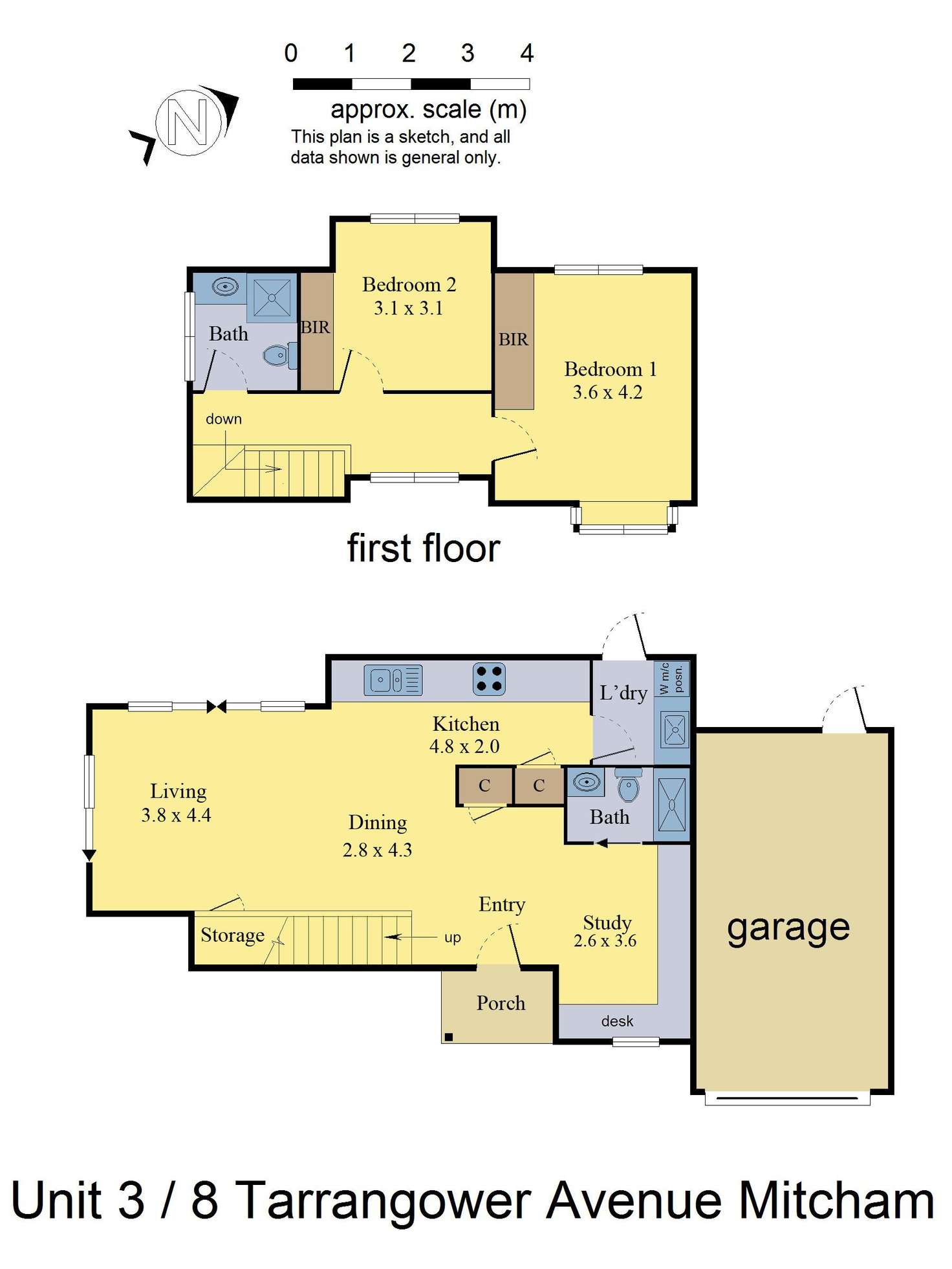 Floorplan of Homely townhouse listing, 3/8 Tarrangower Avenue, Mitcham VIC 3132