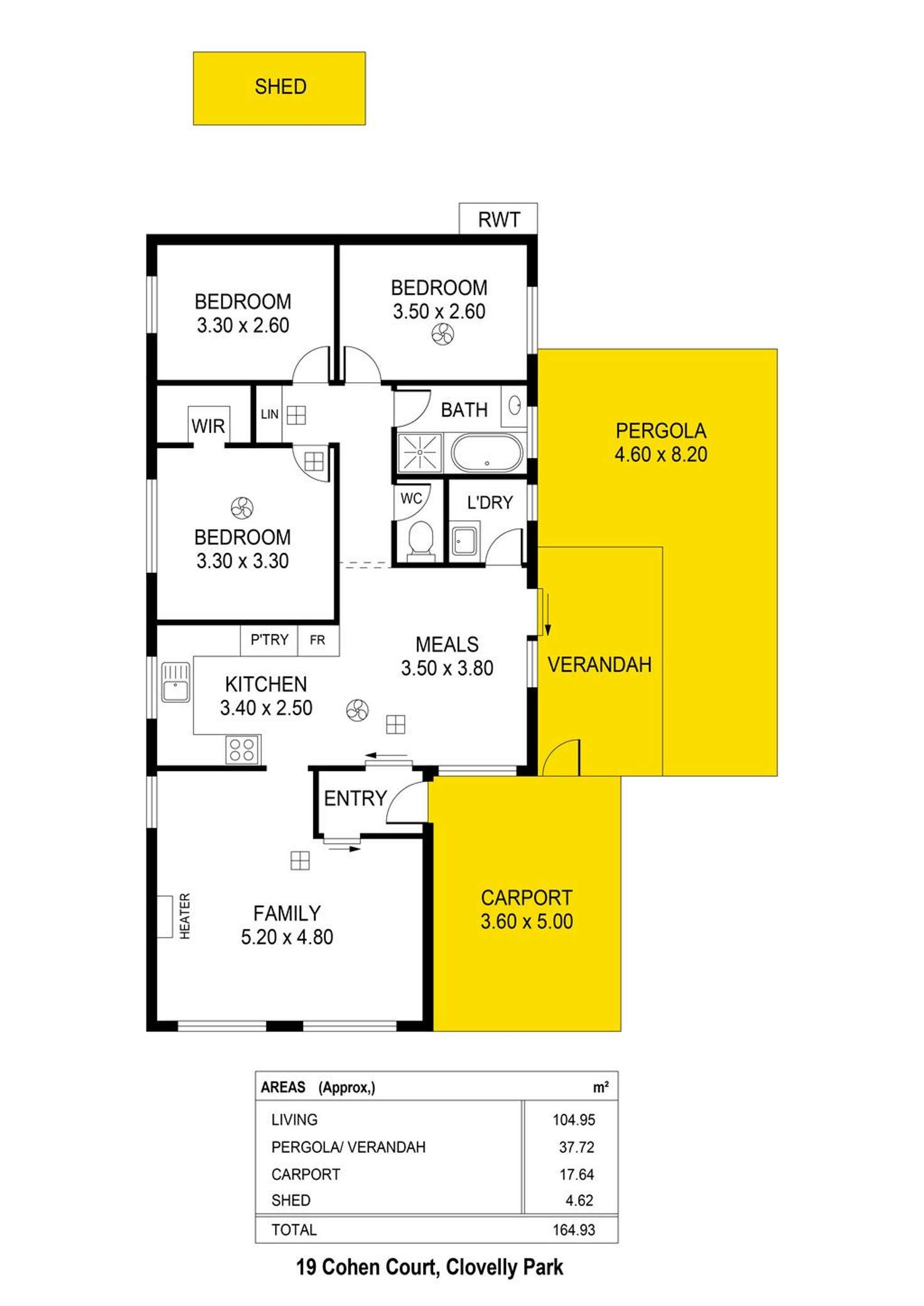 Floorplan of Homely house listing, 19 Cohen Court, Clovelly Park SA 5042