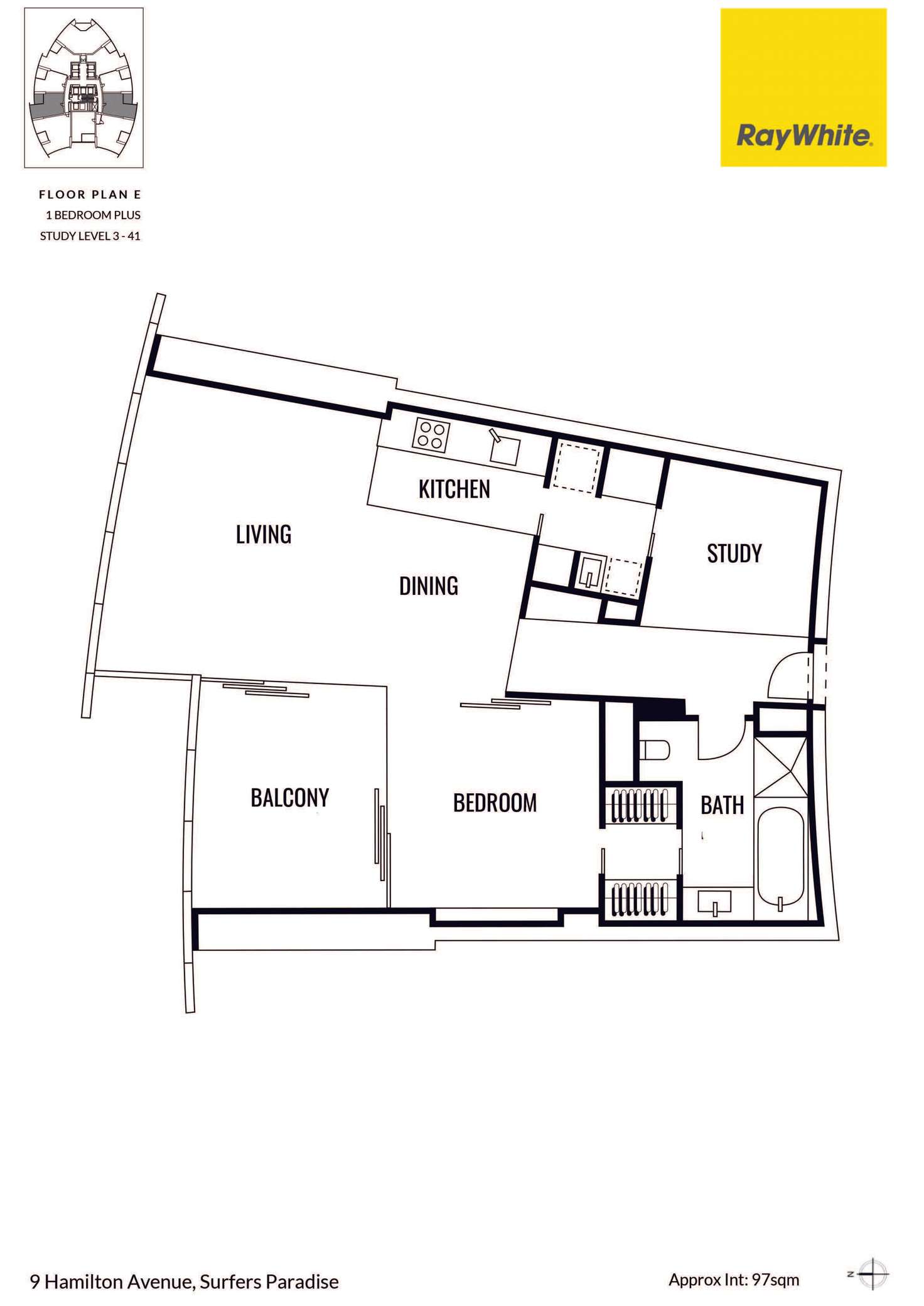 Floorplan of Homely apartment listing, 2408/9 Hamilton Avenue, Surfers Paradise QLD 4217