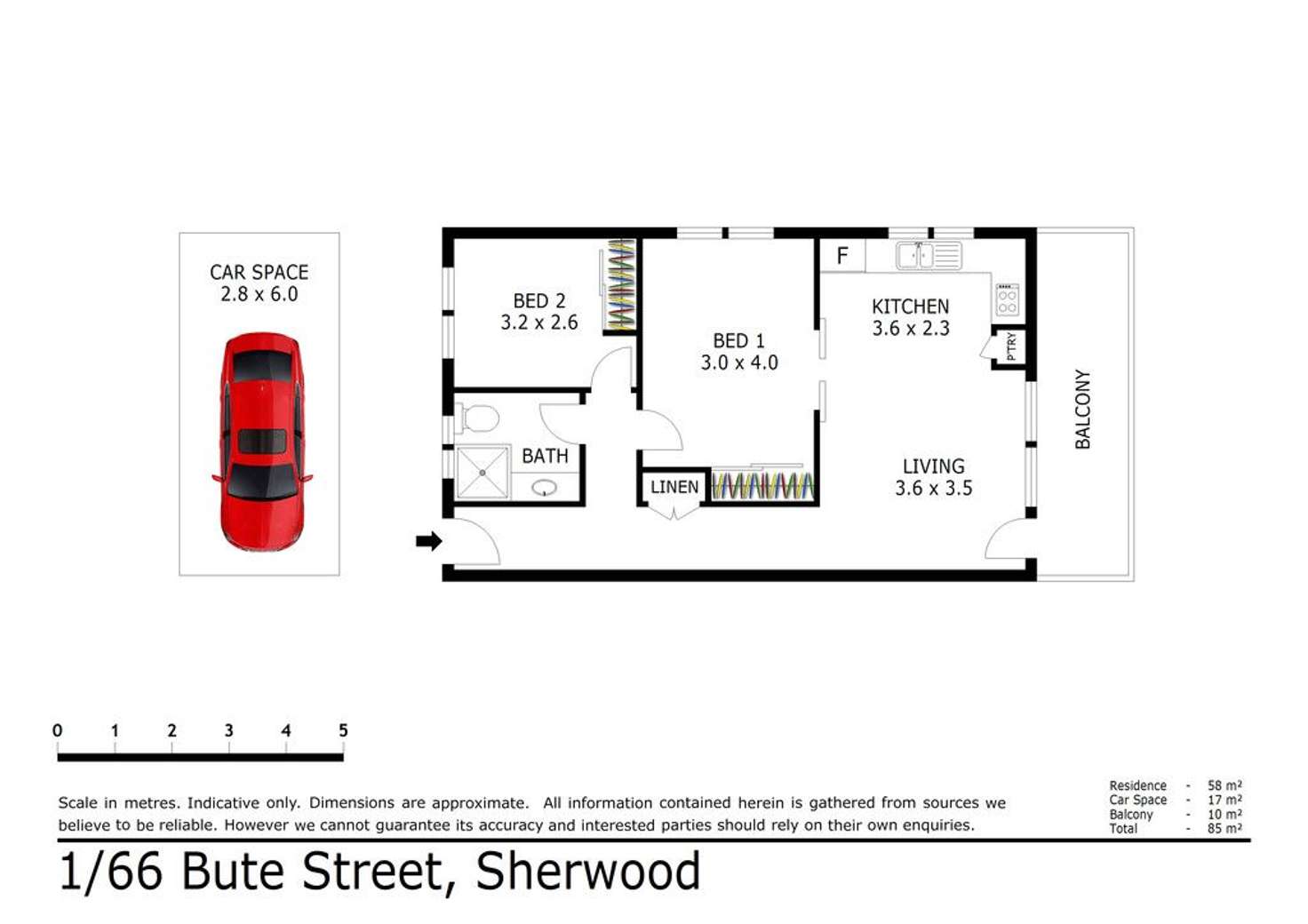 Floorplan of Homely unit listing, 1/66 Bute Street, Sherwood QLD 4075