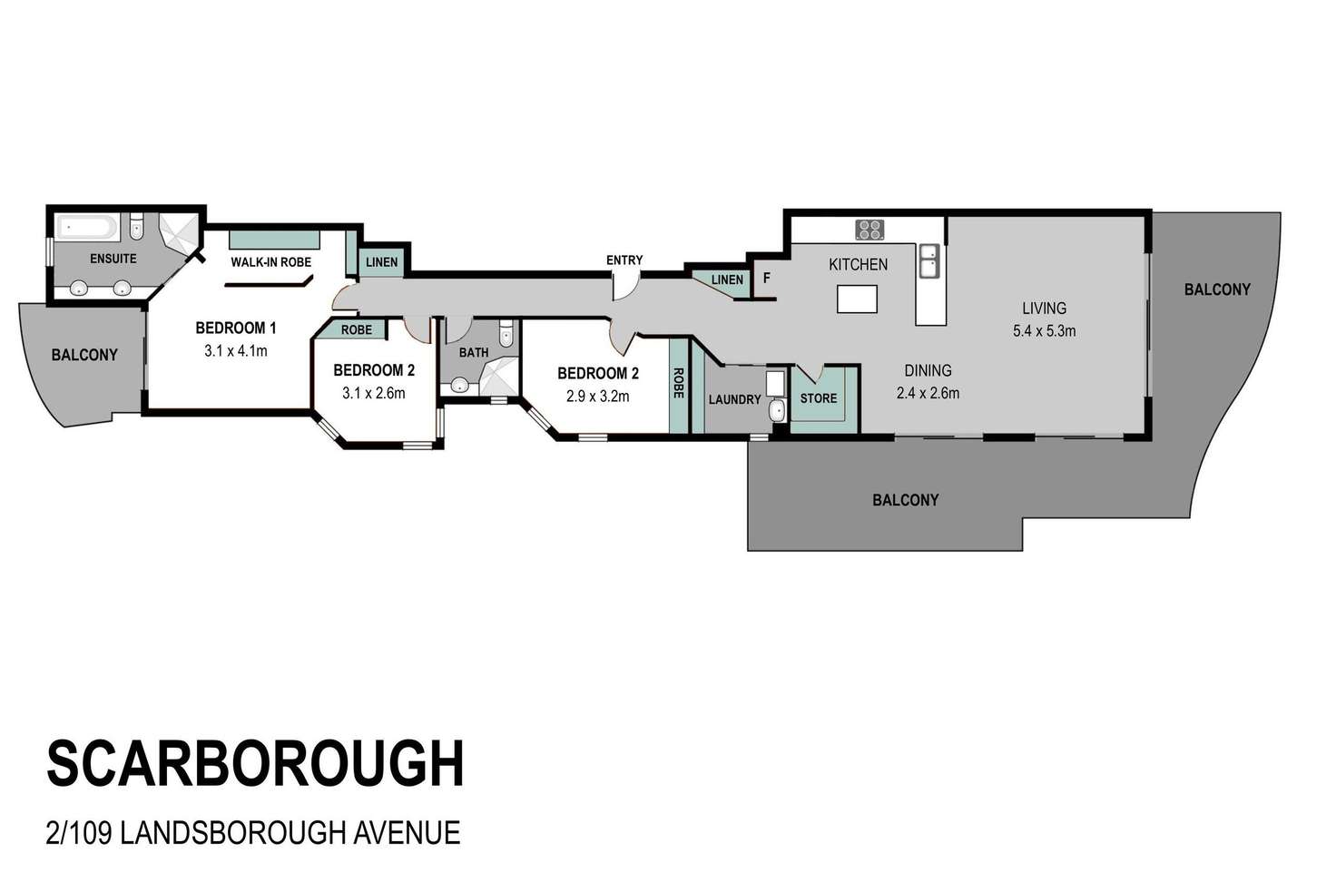Floorplan of Homely apartment listing, 2/109 Landsborough Avenue, Scarborough QLD 4020