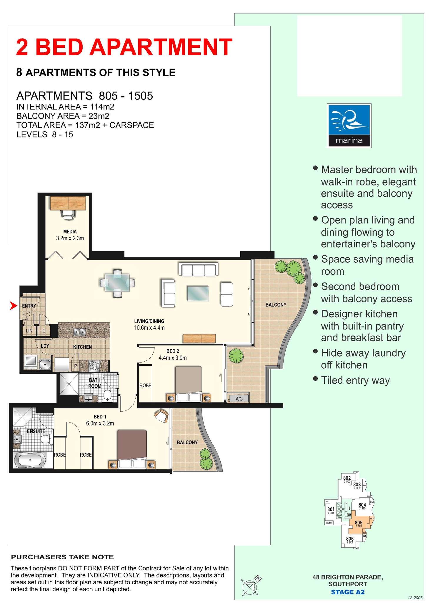 Floorplan of Homely apartment listing, 1105/4 Como Crescent, Southport QLD 4215