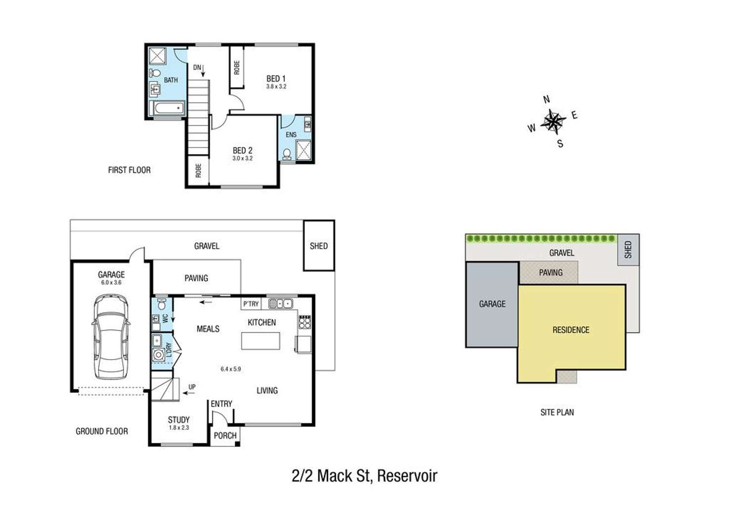 Floorplan of Homely townhouse listing, 2/2 Mack Street, Reservoir VIC 3073