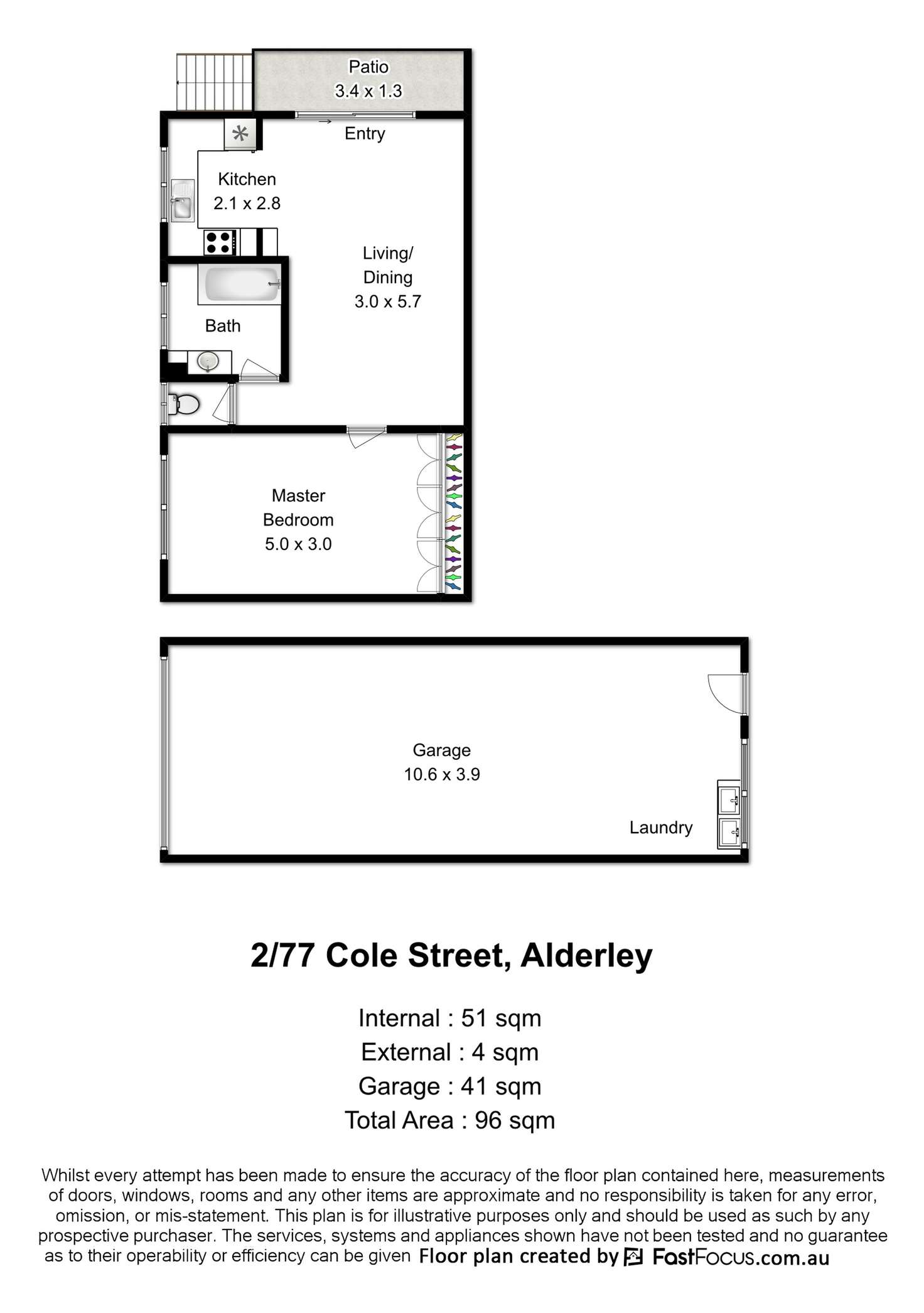 Floorplan of Homely unit listing, 2/77 Cole Street, Alderley QLD 4051