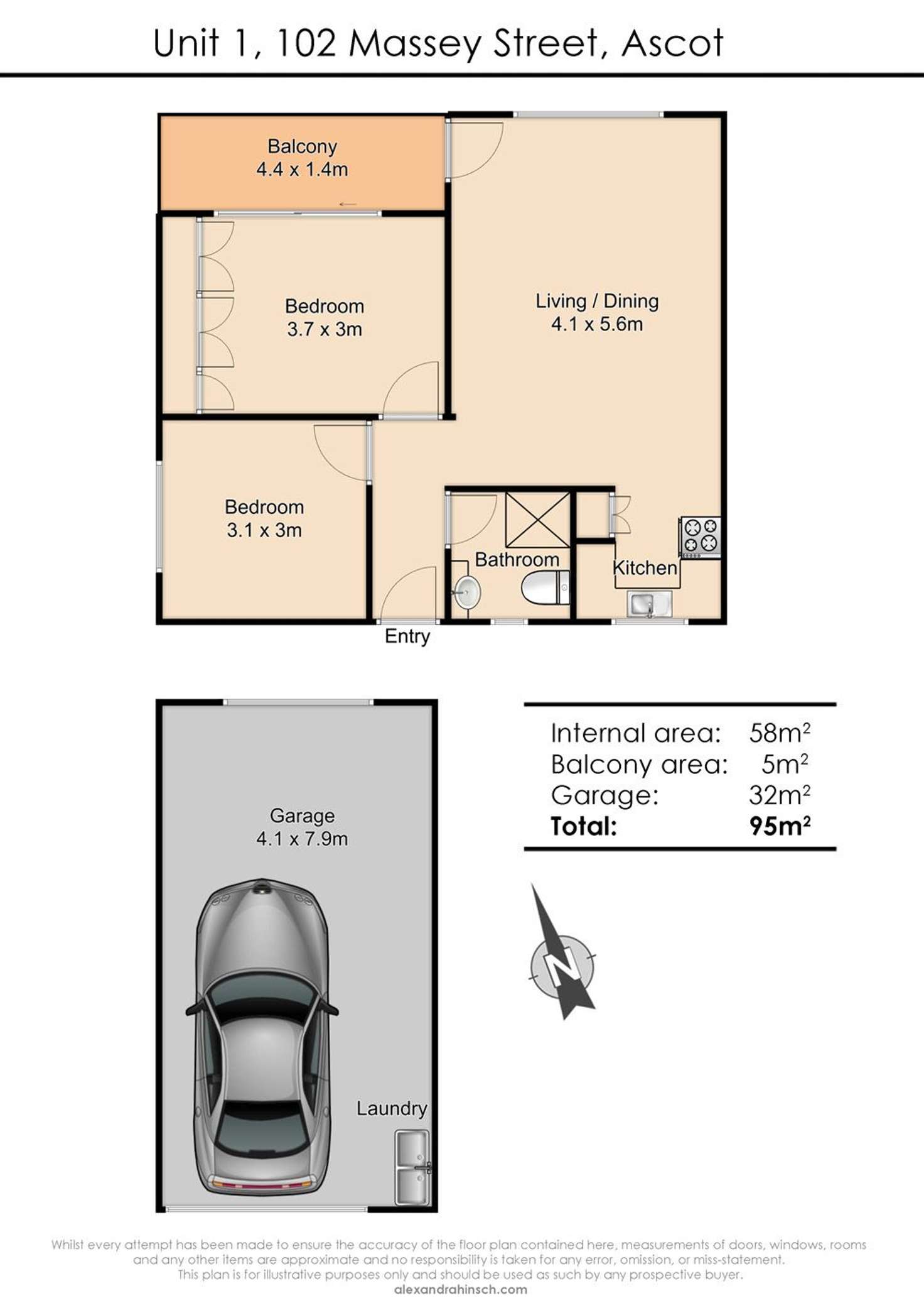 Floorplan of Homely unit listing, 1/102 Massey Street, Ascot QLD 4007