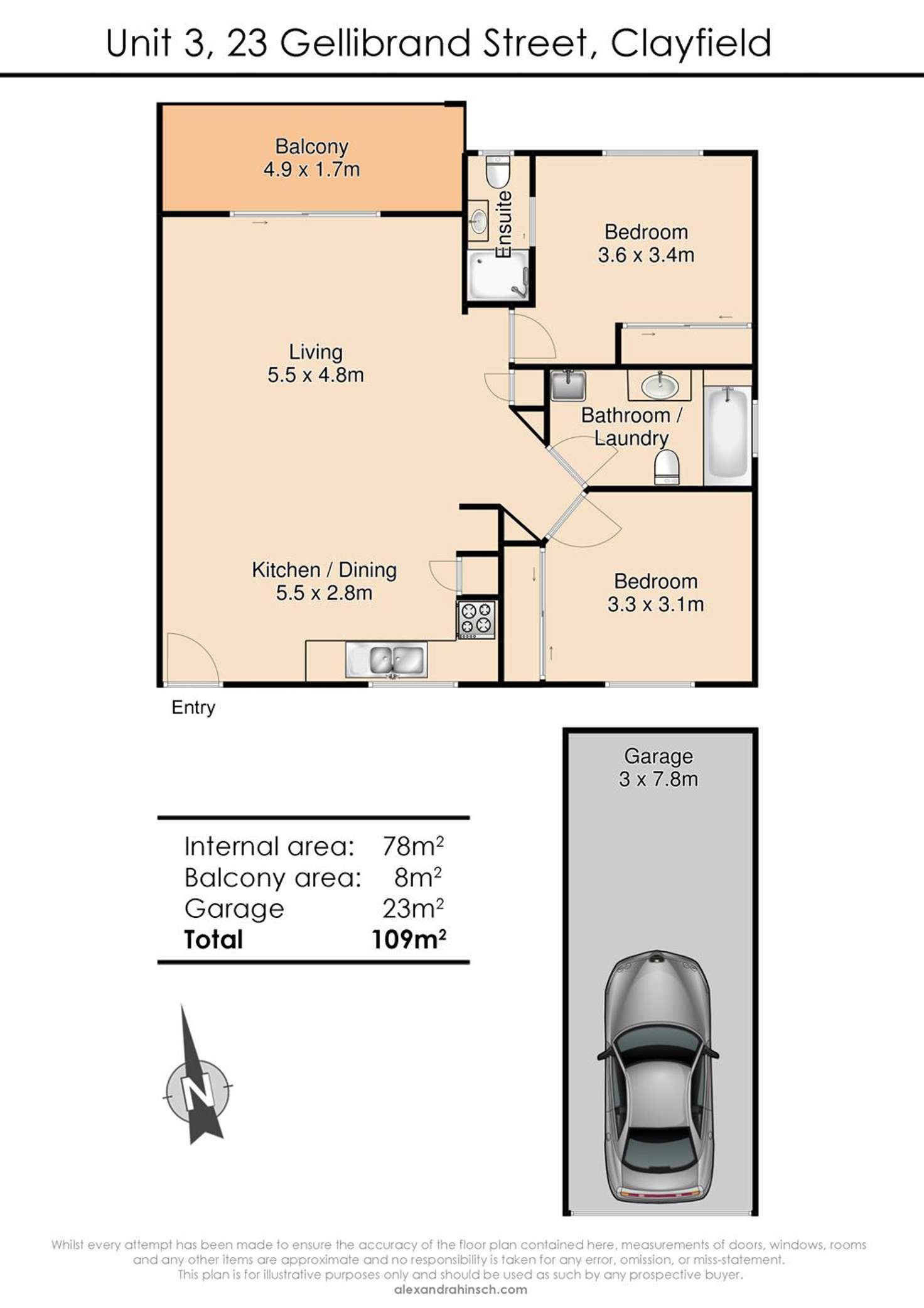 Floorplan of Homely unit listing, 3/23 Gellibrand Street, Clayfield QLD 4011