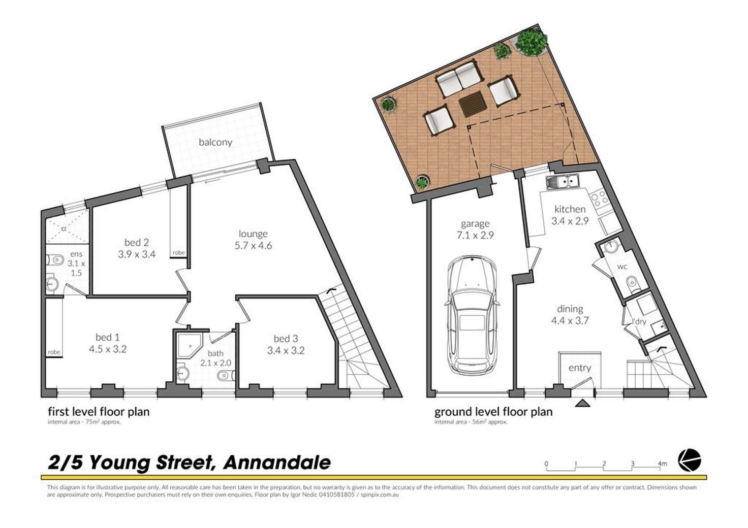 Floorplan of Homely townhouse listing, 2/5 Young Street, Annandale NSW 2038