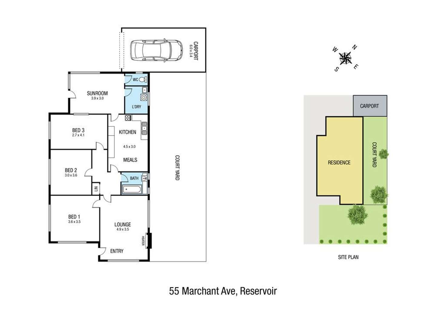 Floorplan of Homely unit listing, 55 Marchant Avenue, Reservoir VIC 3073