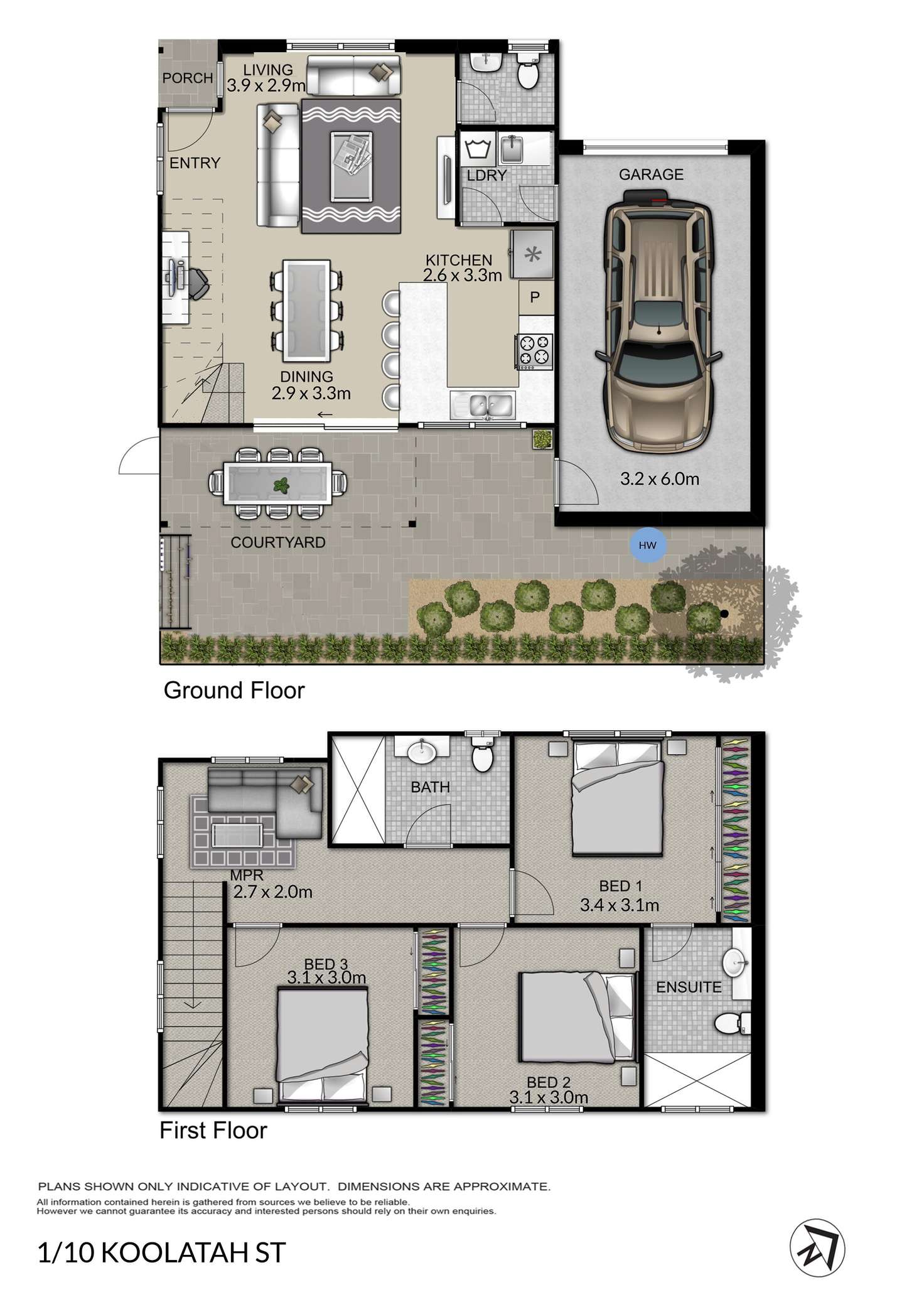 Floorplan of Homely townhouse listing, 1/10 Koolatah Street, Carina QLD 4152