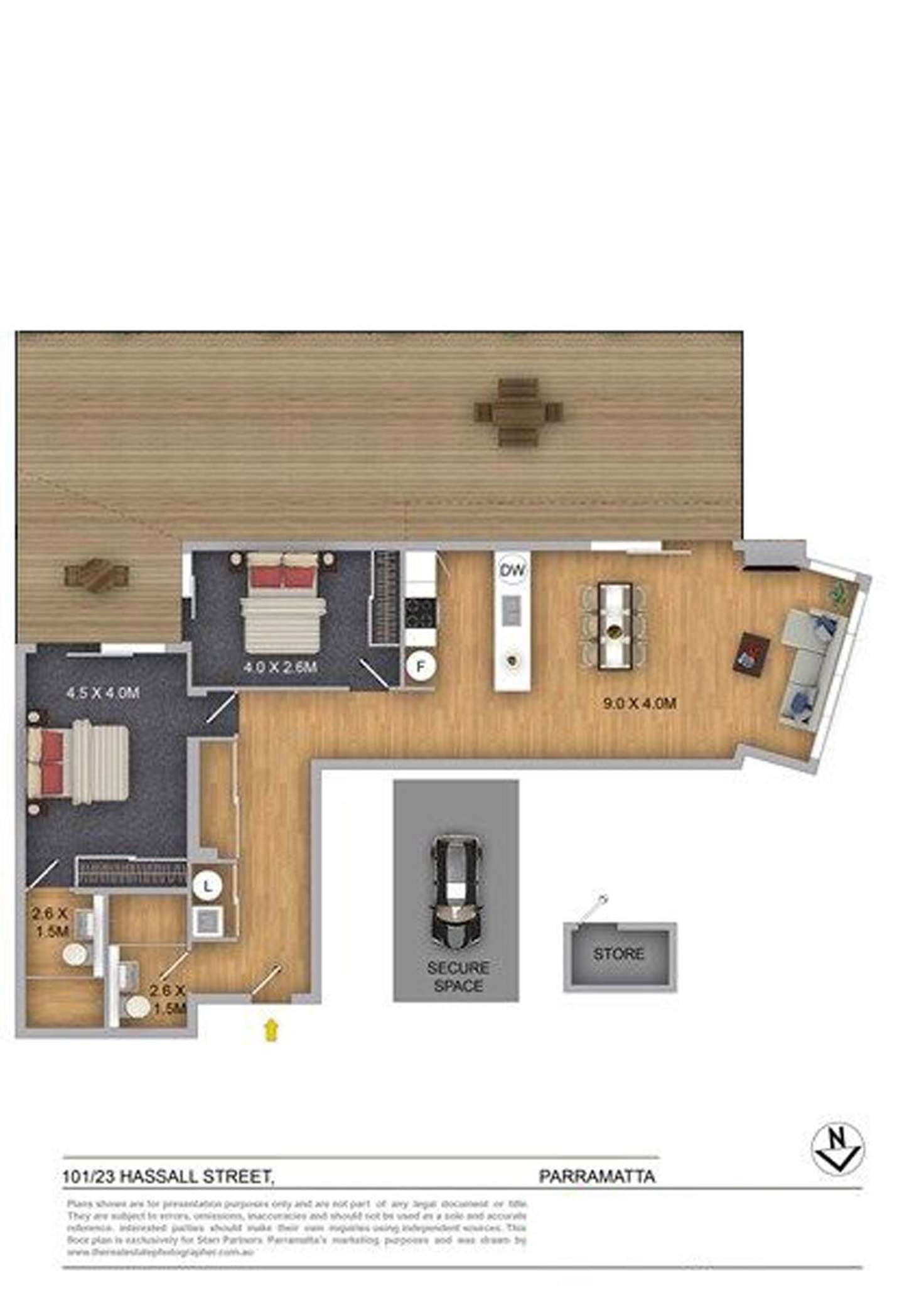 Floorplan of Homely apartment listing, 101/23 Hassall Street, Parramatta NSW 2150