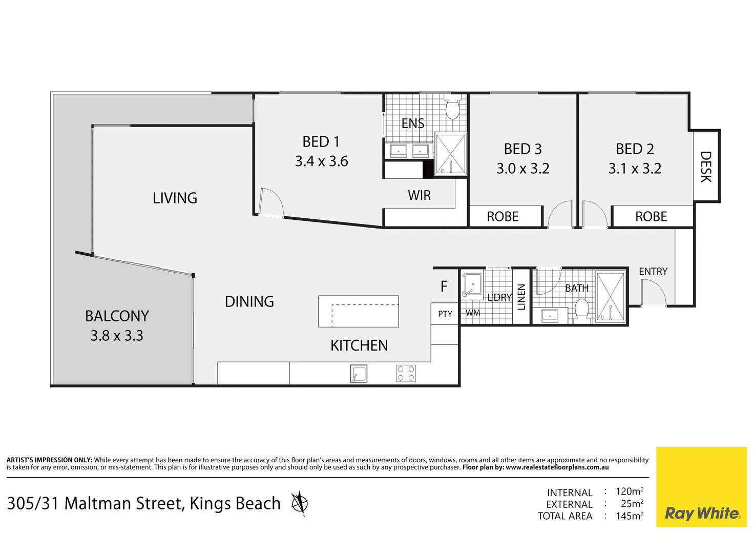 Floorplan of Homely unit listing, Unit 305/31 Maltman Street South, Kings Beach QLD 4551