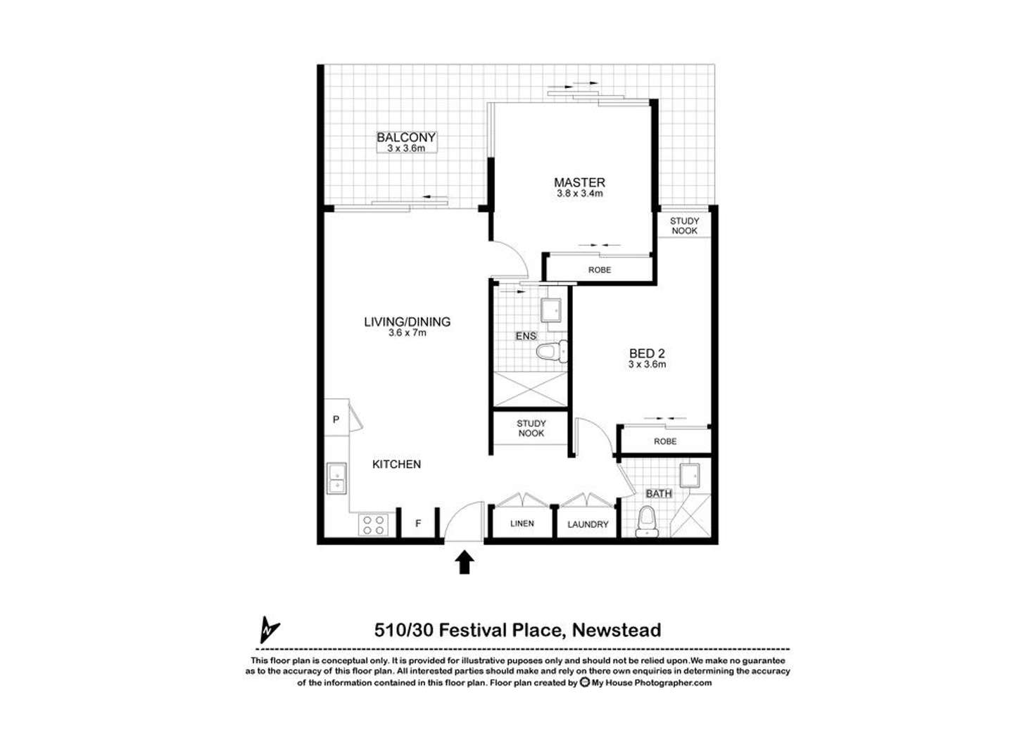 Floorplan of Homely apartment listing, 510/30 Festival Place, Newstead QLD 4006
