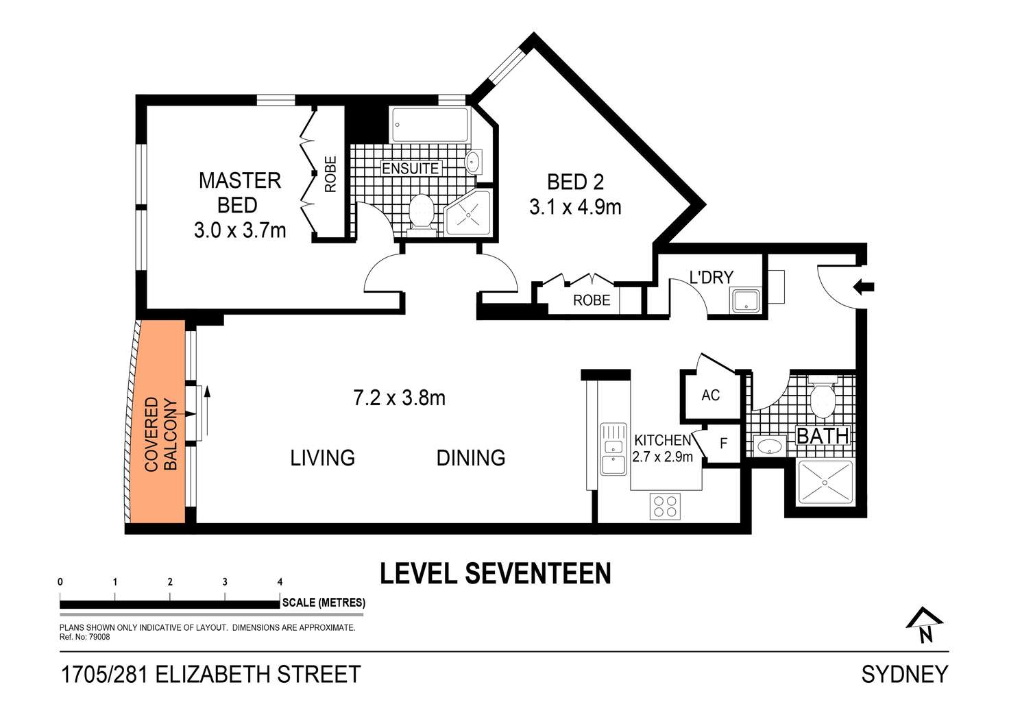 Floorplan of Homely apartment listing, 1705/281 Elizabeth Street, Sydney NSW 2000