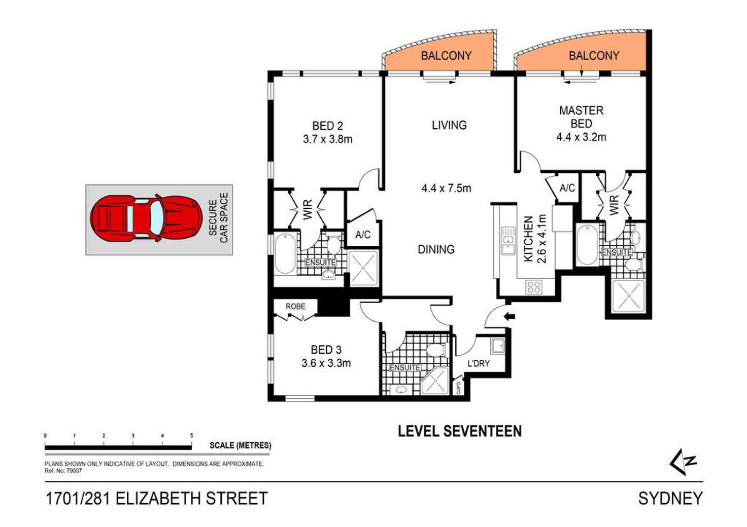 Floorplan of Homely apartment listing, 1701/281 Elizabeth Street, Sydney NSW 2000