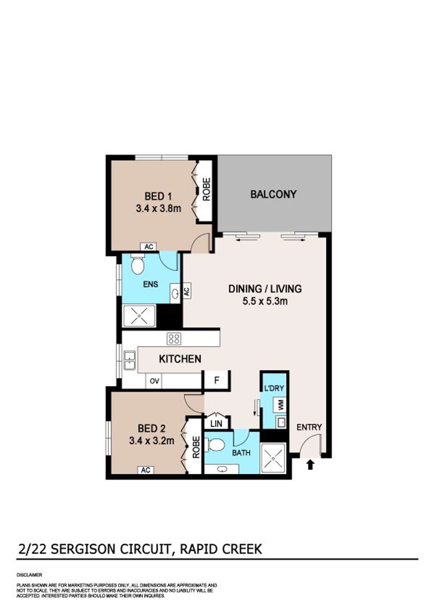 Floorplan of Homely unit listing, 2/22 Sergison Circuit, Rapid Creek NT 810