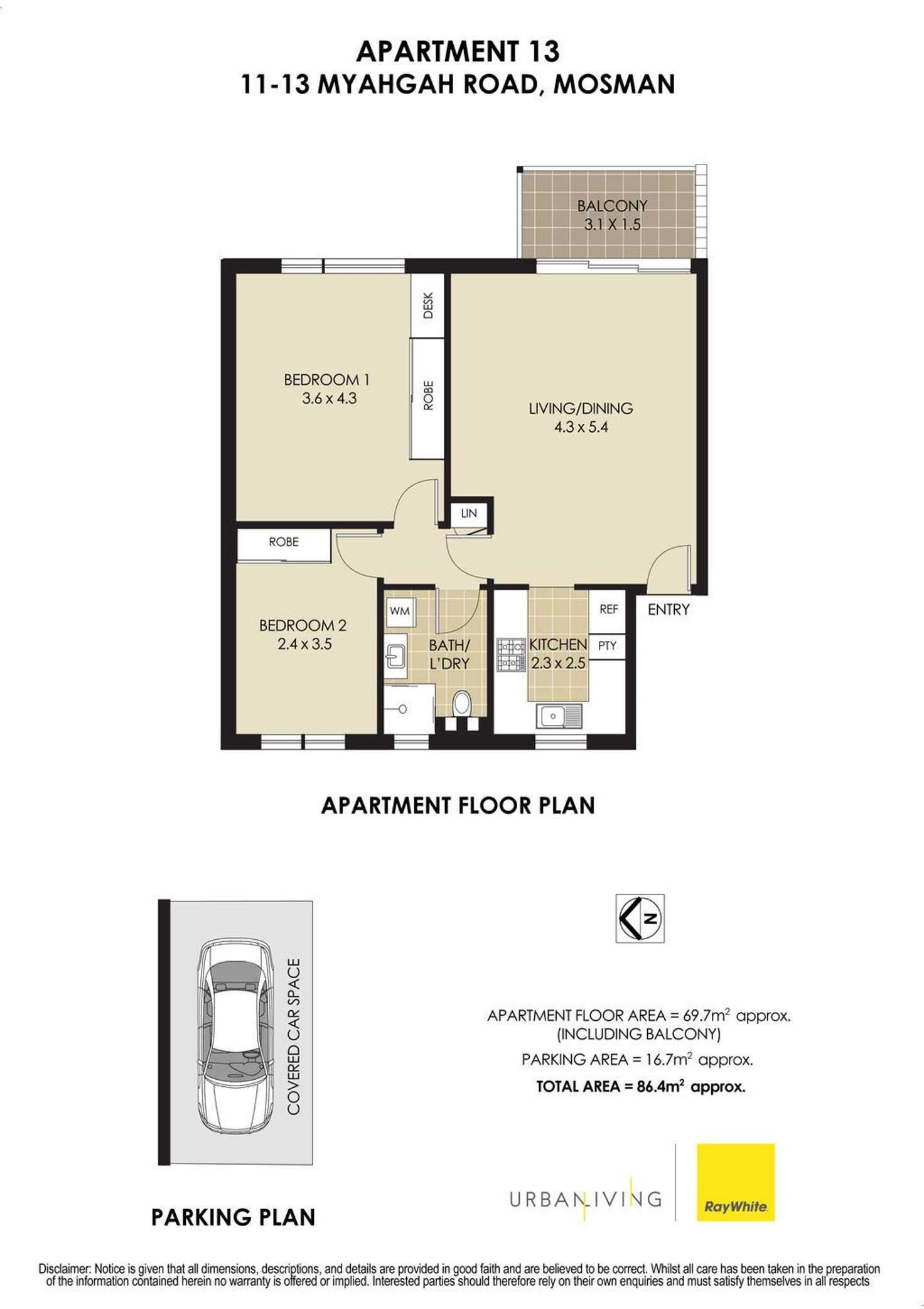 Floorplan of Homely apartment listing, 13/11 Myahgah Road, Mosman NSW 2088