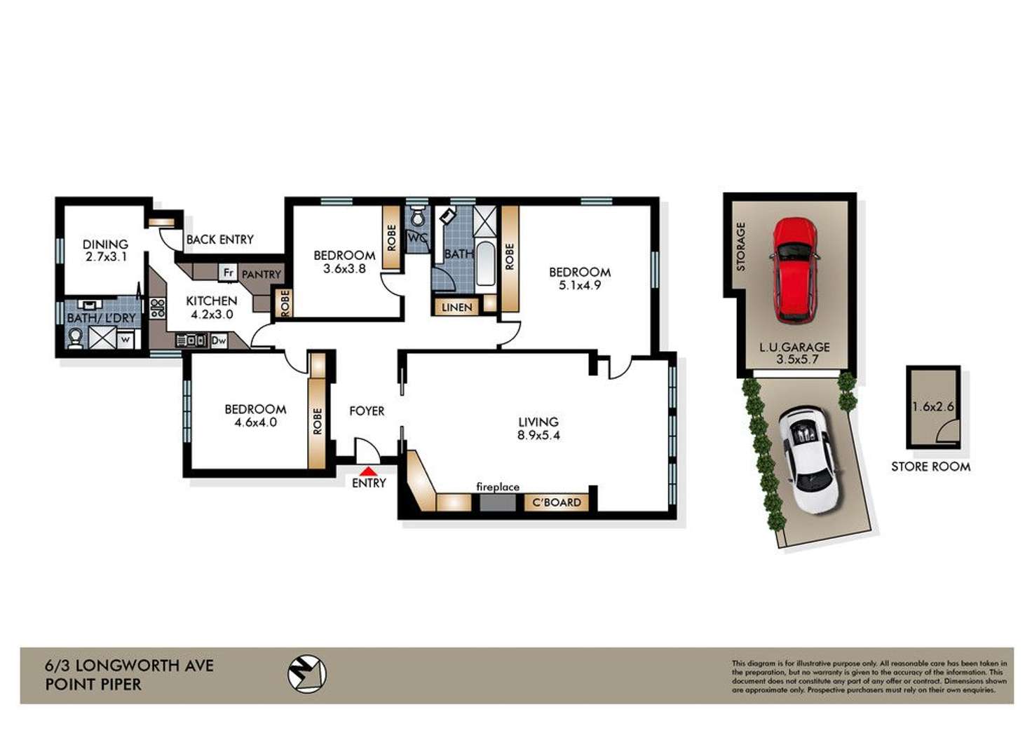 Floorplan of Homely apartment listing, 6/3 Longworth Avenue, Point Piper NSW 2027