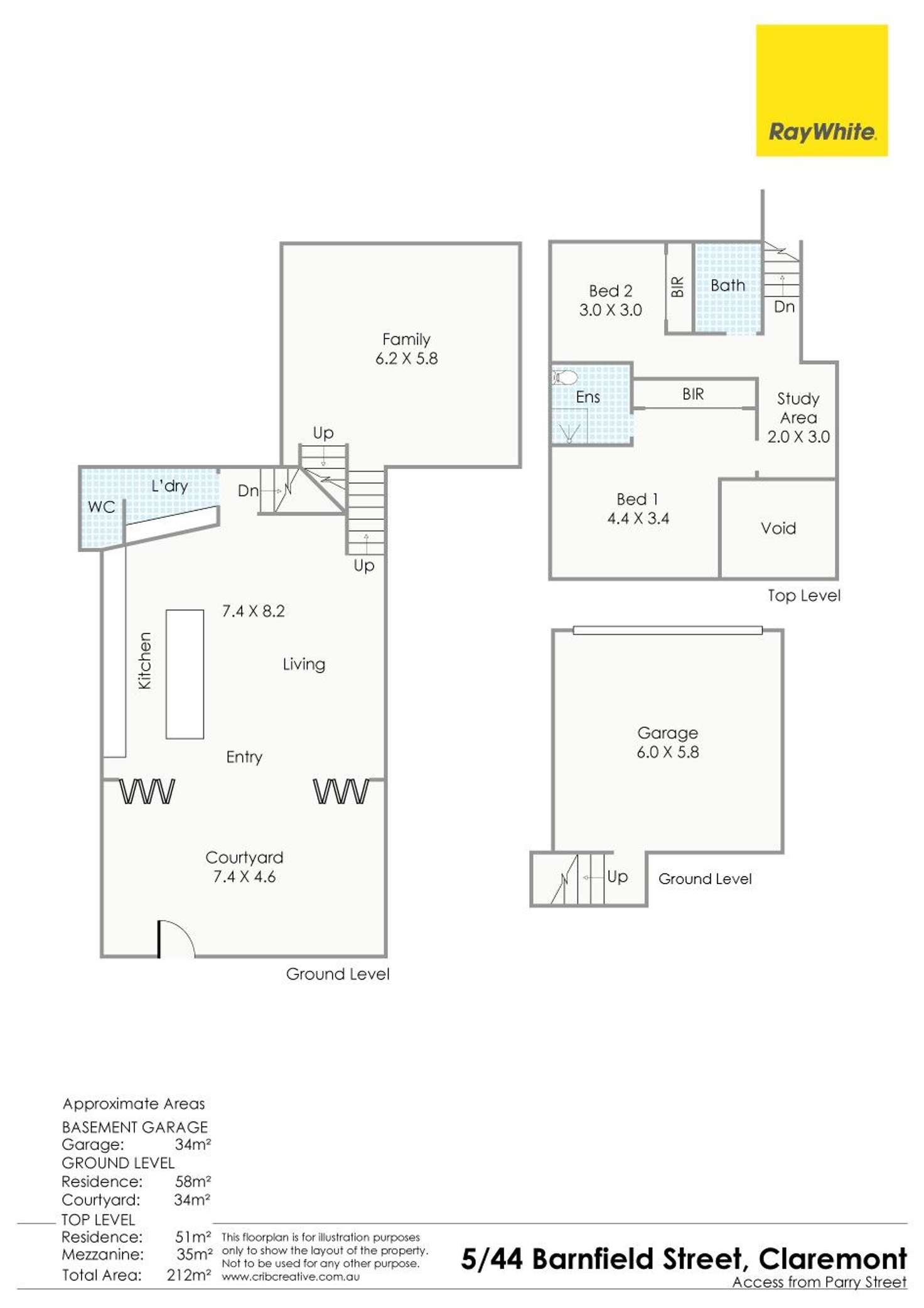 Floorplan of Homely townhouse listing, 5/44 Barnfield Road, Claremont WA 6010