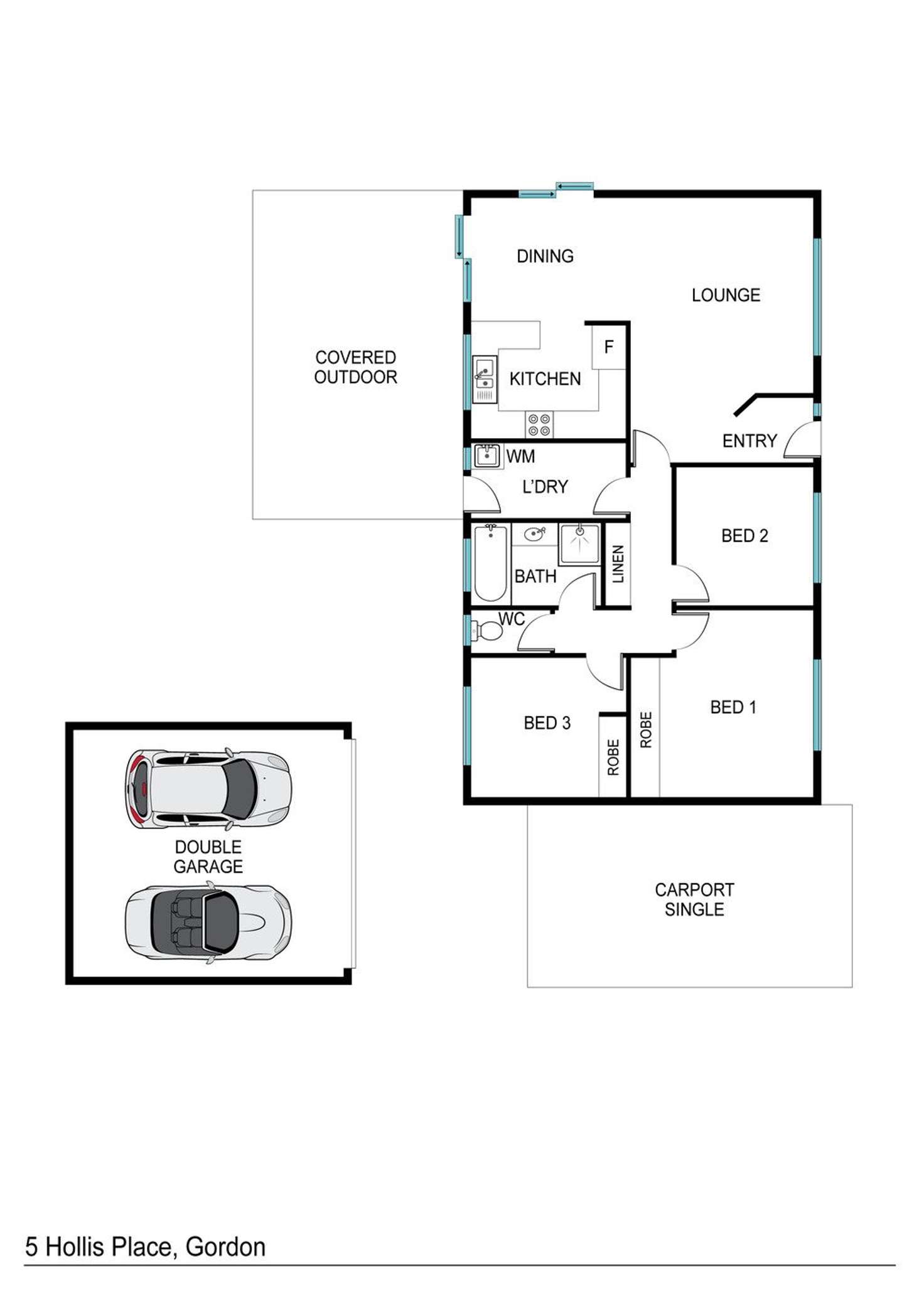 Floorplan of Homely house listing, 5 Hollis Place, Gordon ACT 2906
