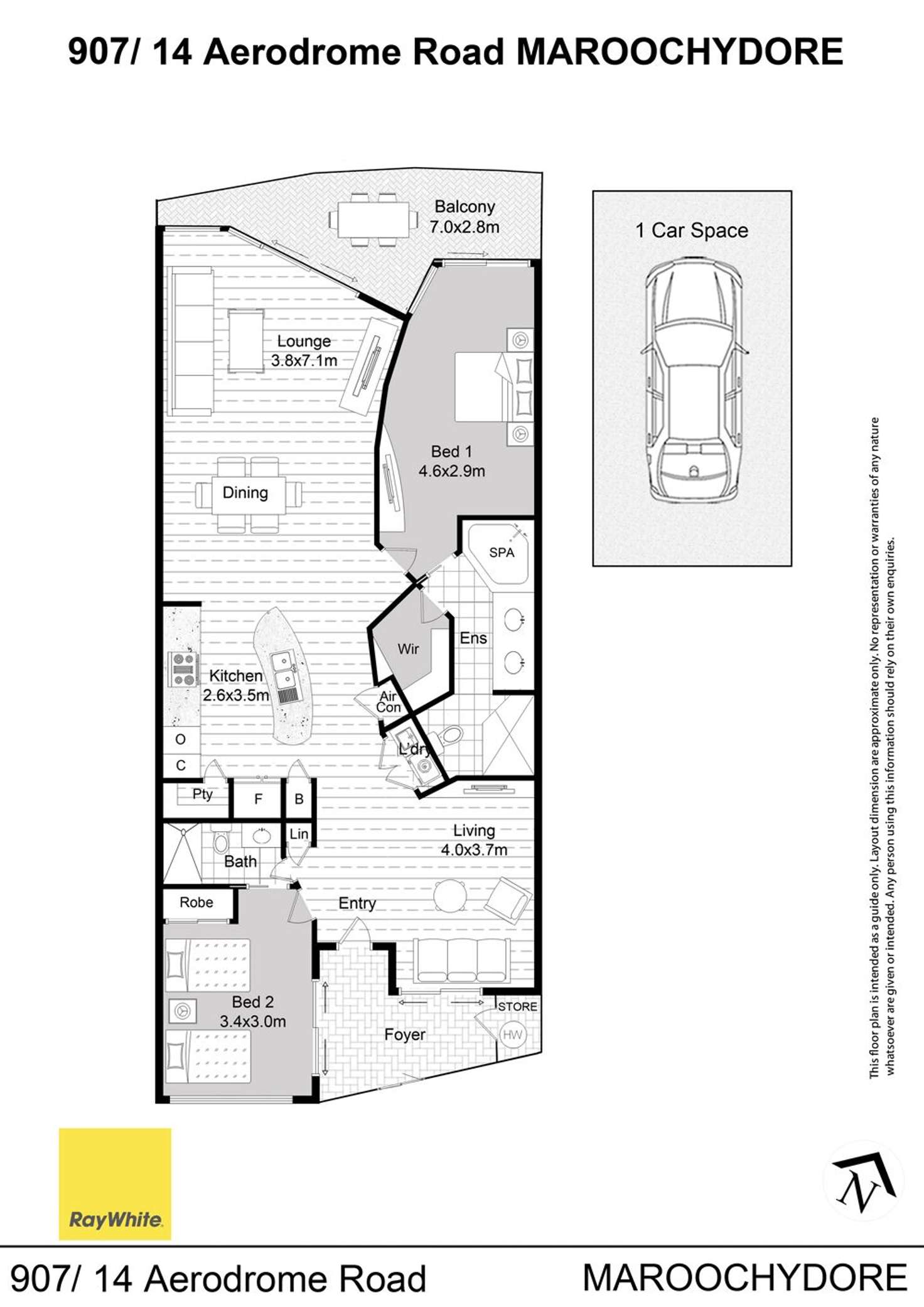 Floorplan of Homely unit listing, 907/14 Aerodrome Road, Maroochydore QLD 4558