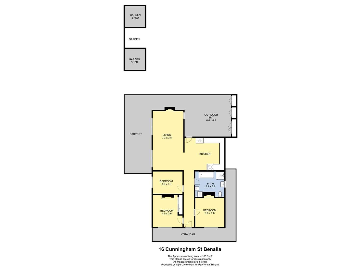 Floorplan of Homely house listing, 16 Cunningham Street, Benalla VIC 3672