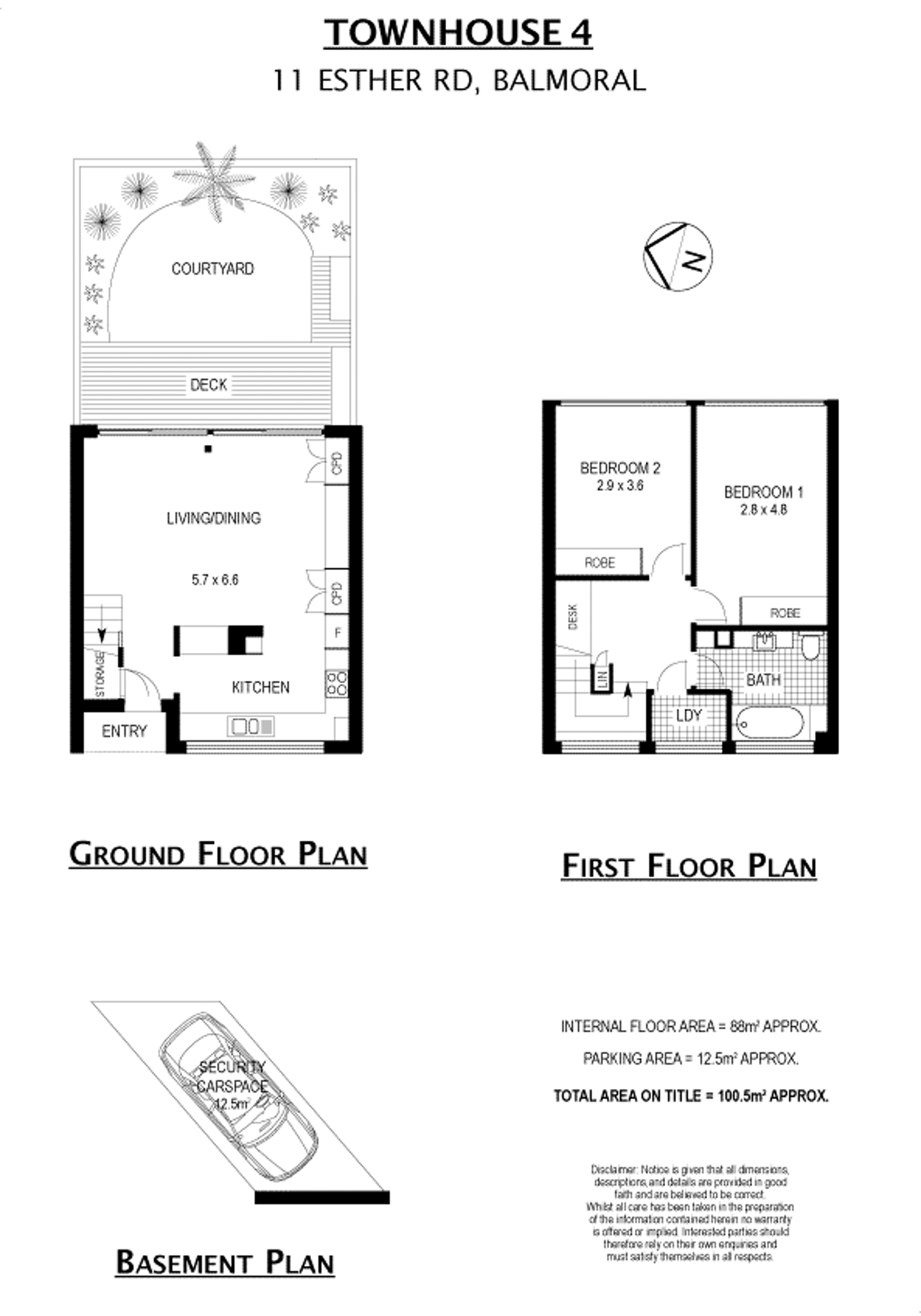 Floorplan of Homely townhouse listing, 4/11 Esther Road, Mosman NSW 2088